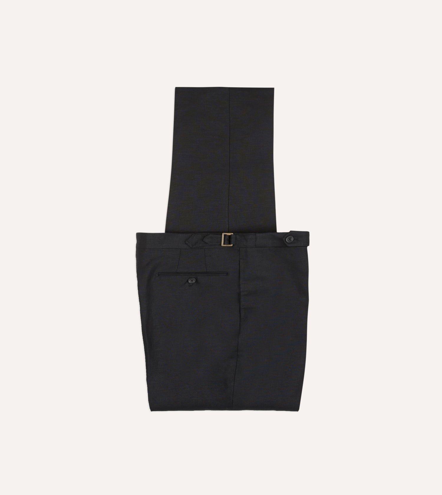 Black Irish Linen Single Pleat Trouser