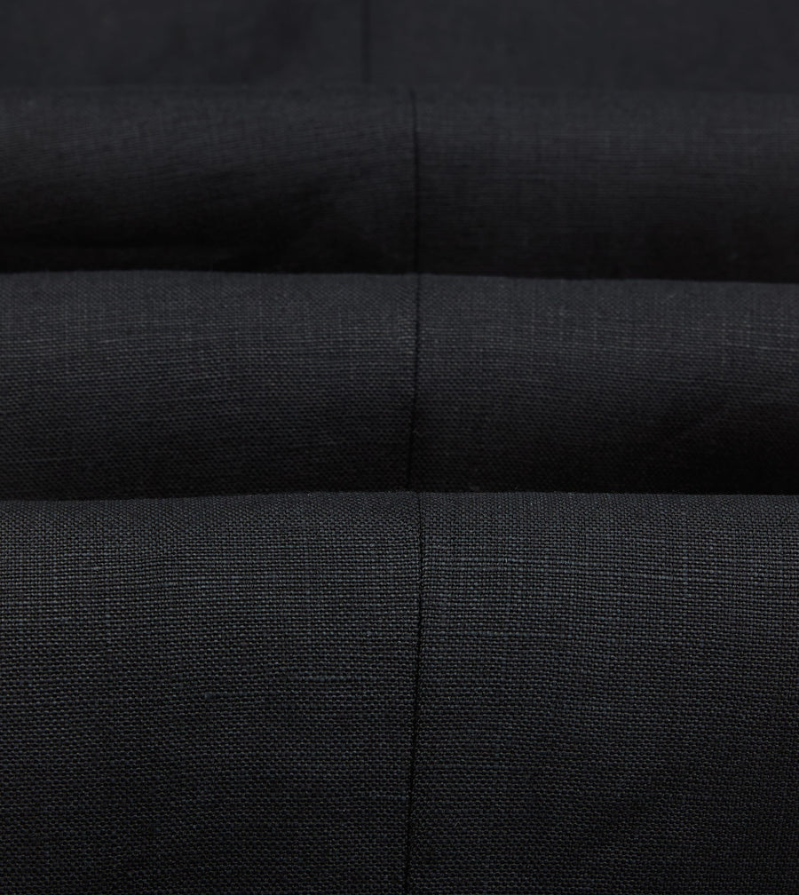 Black Irish Linen Single Pleat Trouser