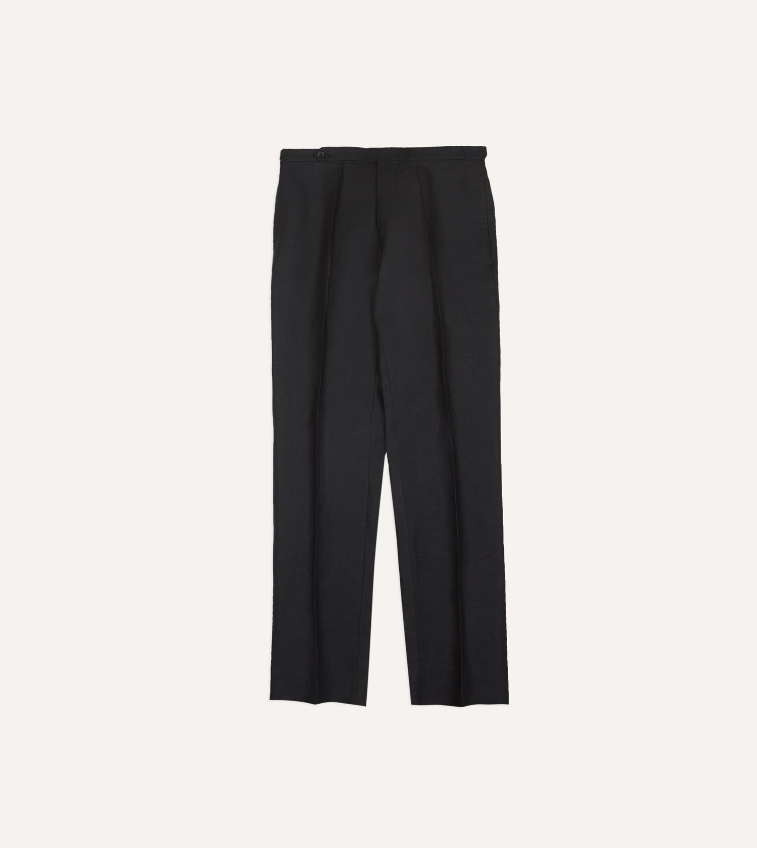Black Irish Linen Single Pleat Trouser