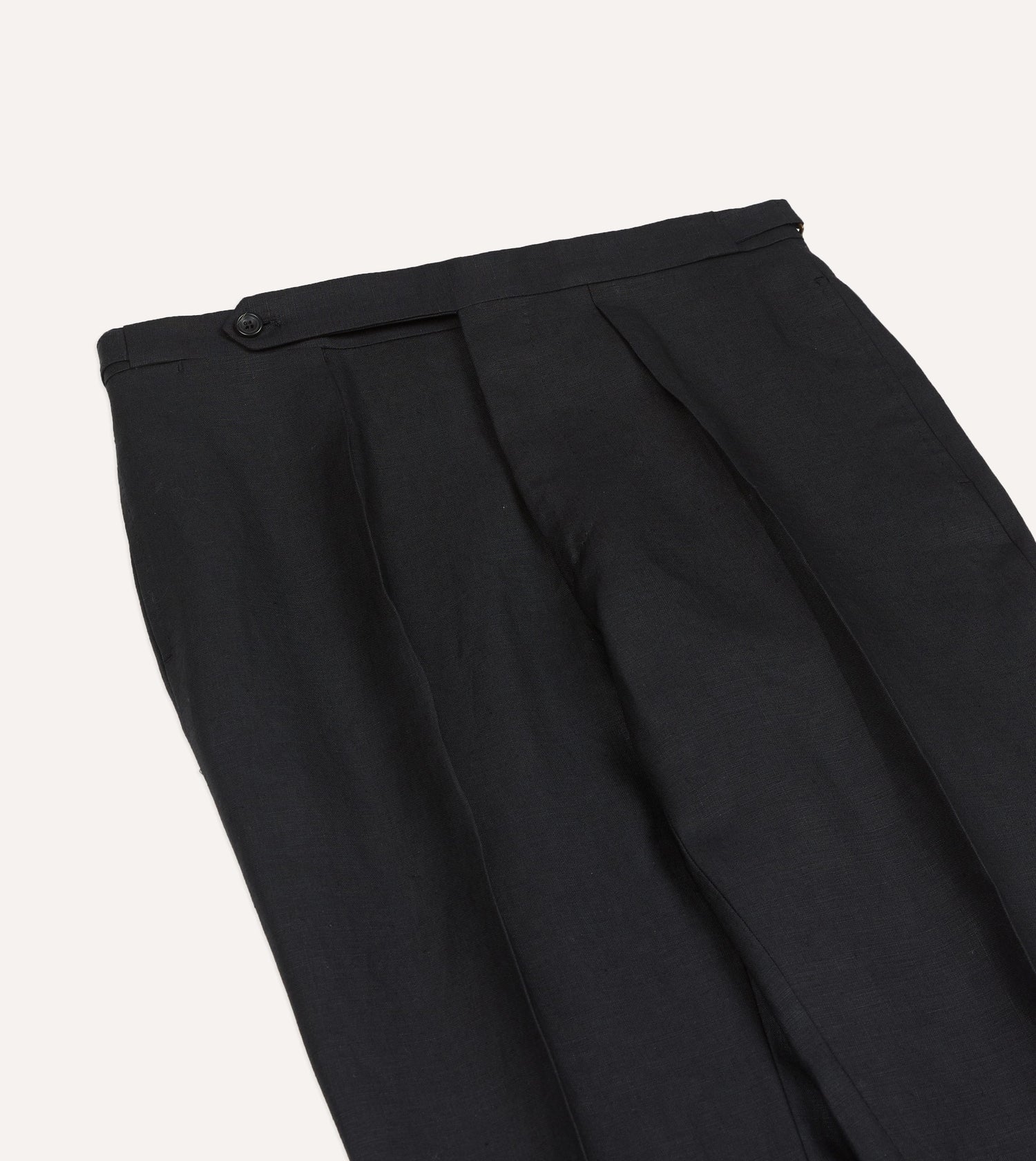 Black Irish Linen Single Pleat Trouser