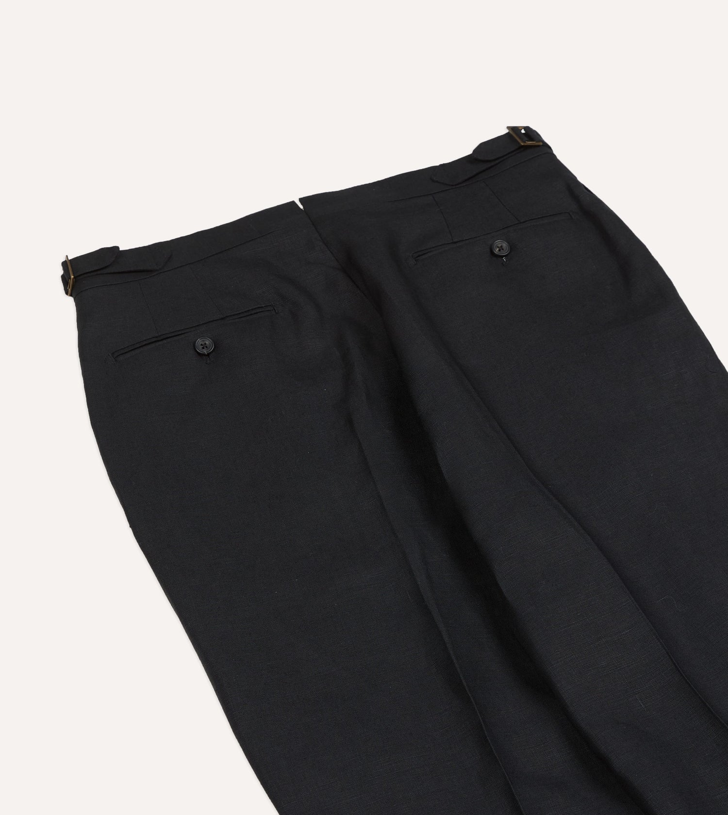 Black Irish Linen Single Pleat Trouser