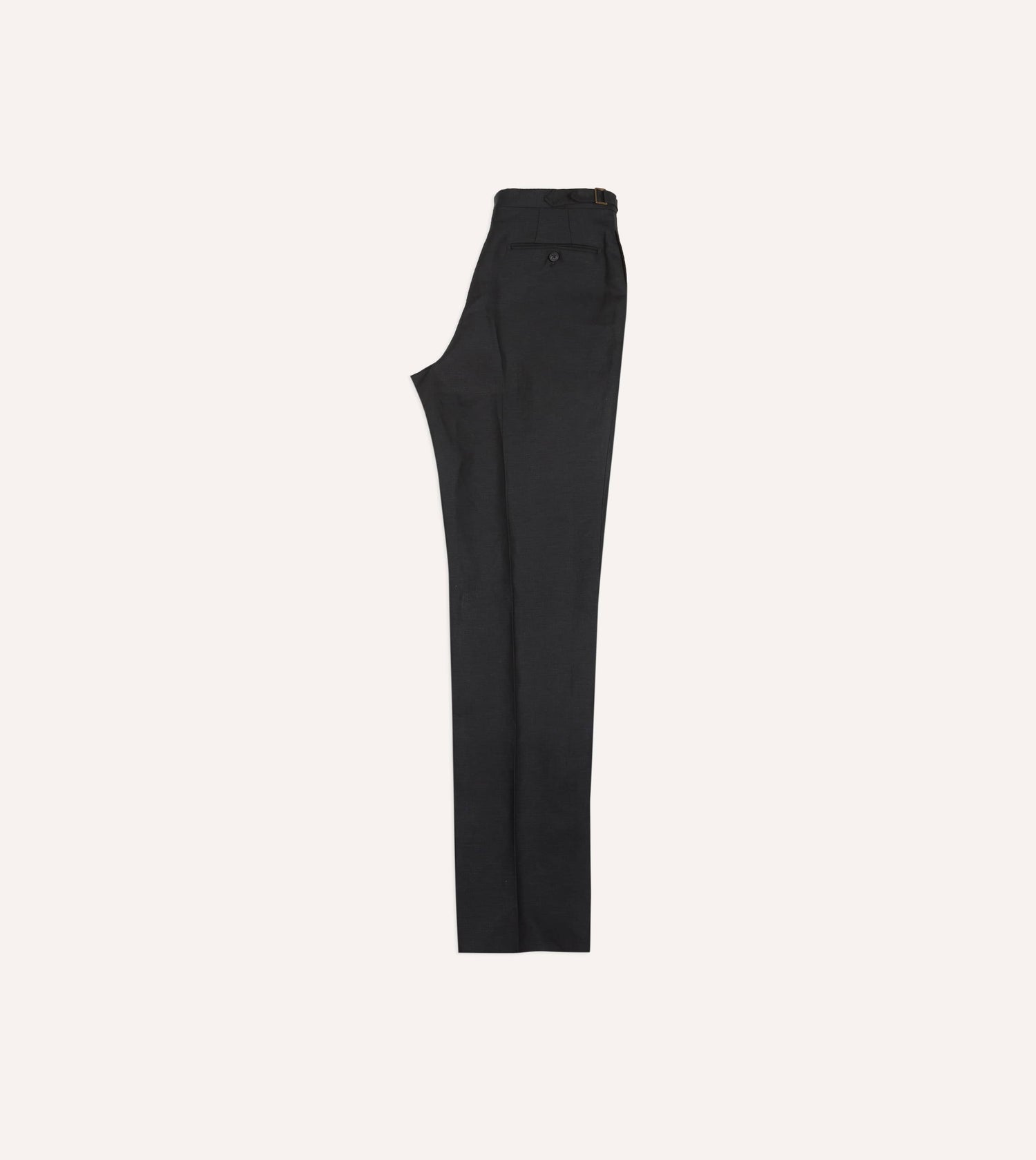 Black Irish Linen Single Pleat Trouser