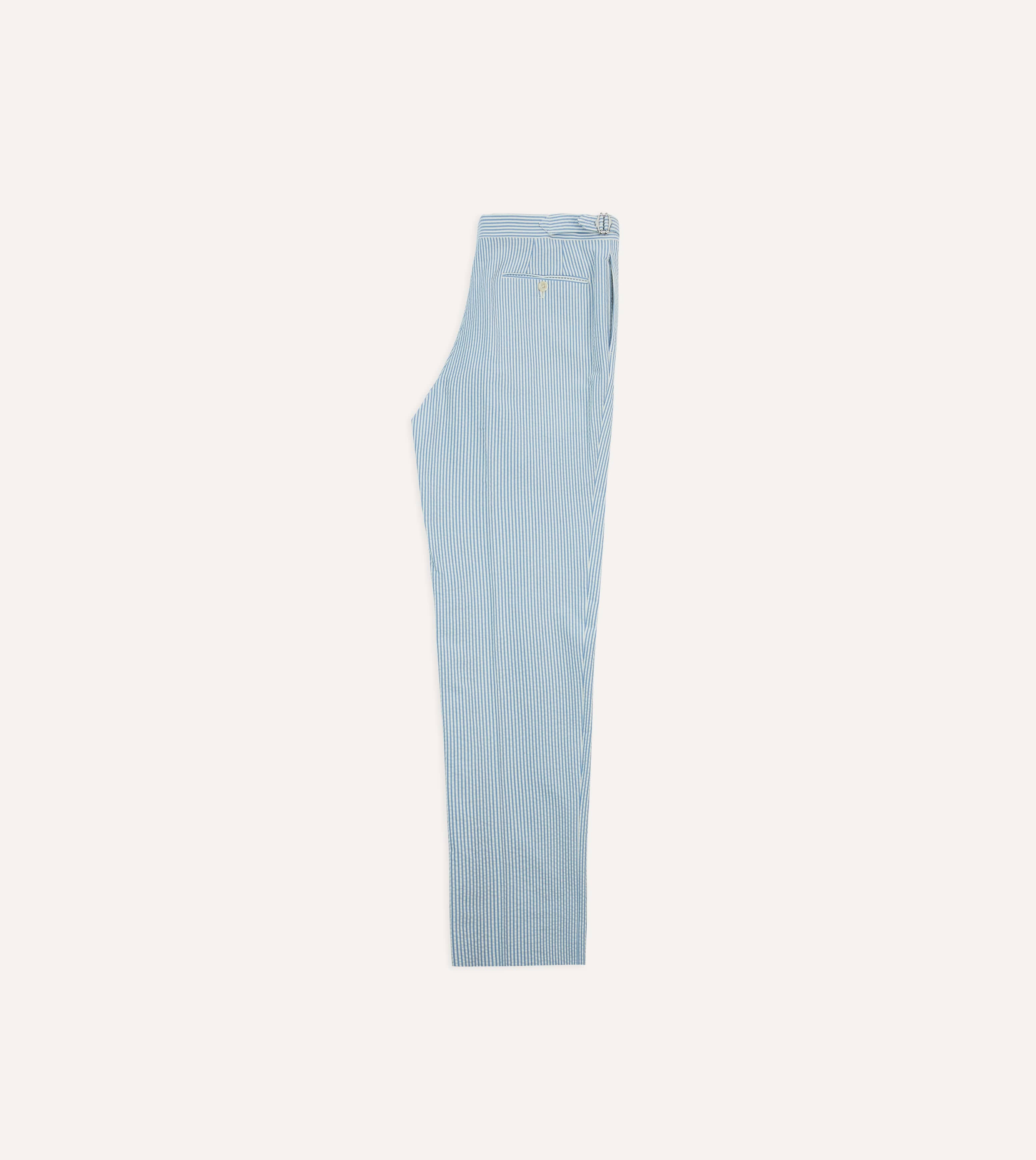Seersucker Cotton Single Pleat Trouser