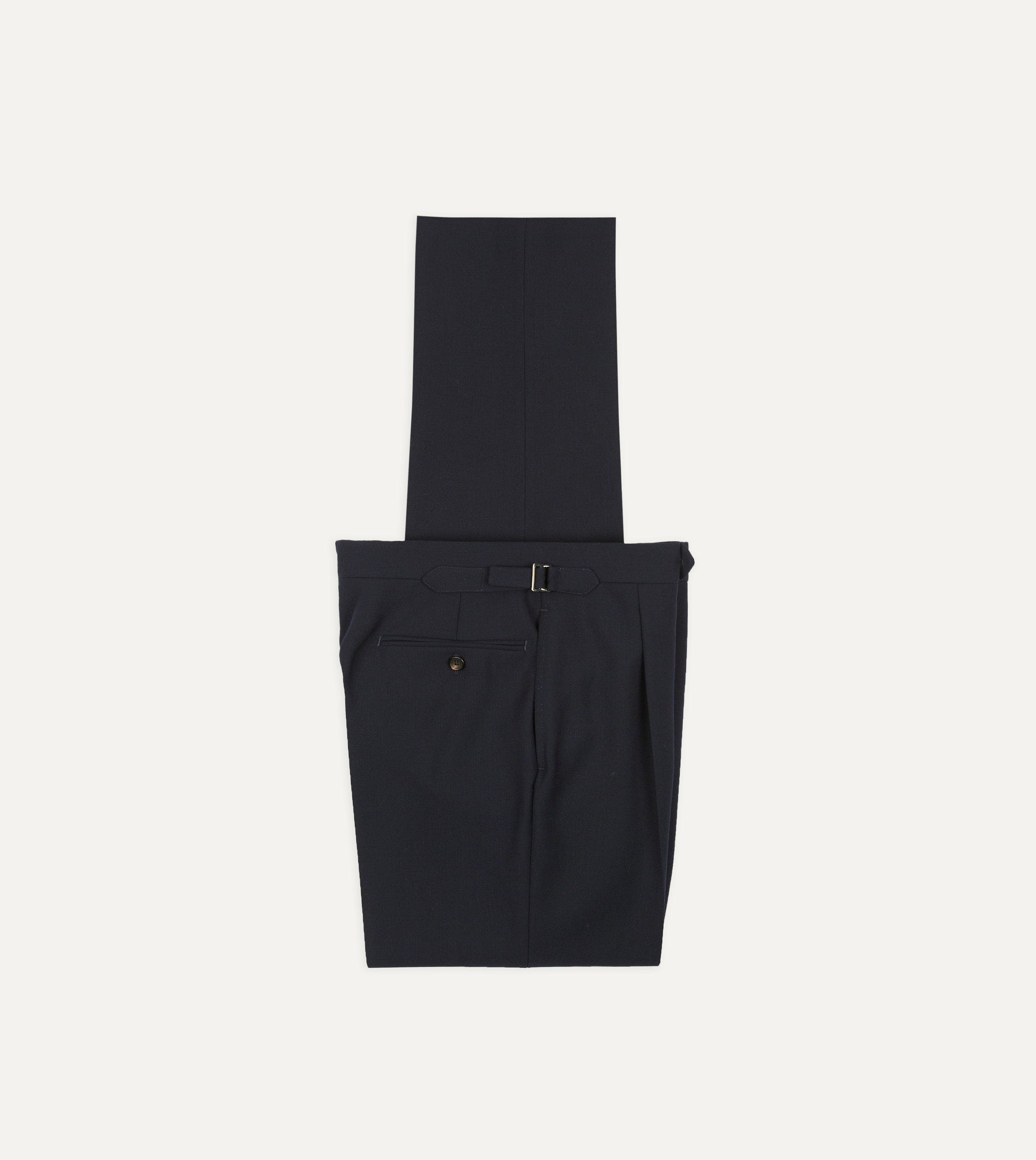 Dark Navy Fresco® Wool Single Pleat Trouser