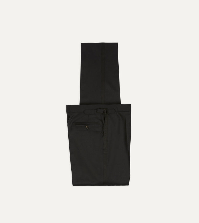 Black Barathea Wool Dinner Trousers