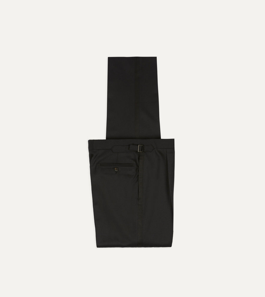 Black Barathea Wool Dinner Trousers