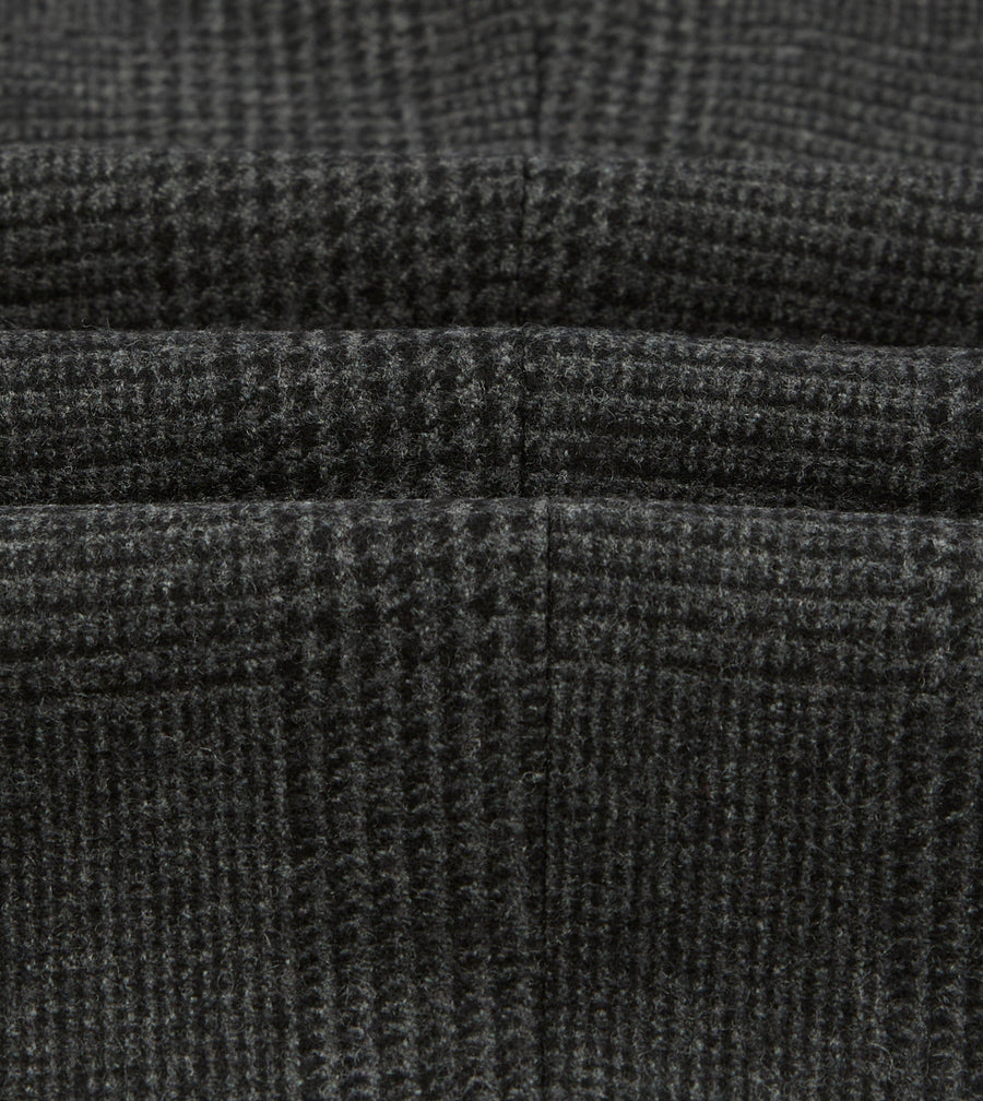 Grey Prince of Wales Check Wool Flannel Single-Pleat Trouser