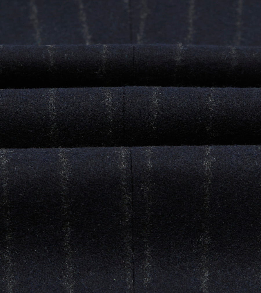 Navy Chalkstripe Wool Flannel Single-Pleat Trouser