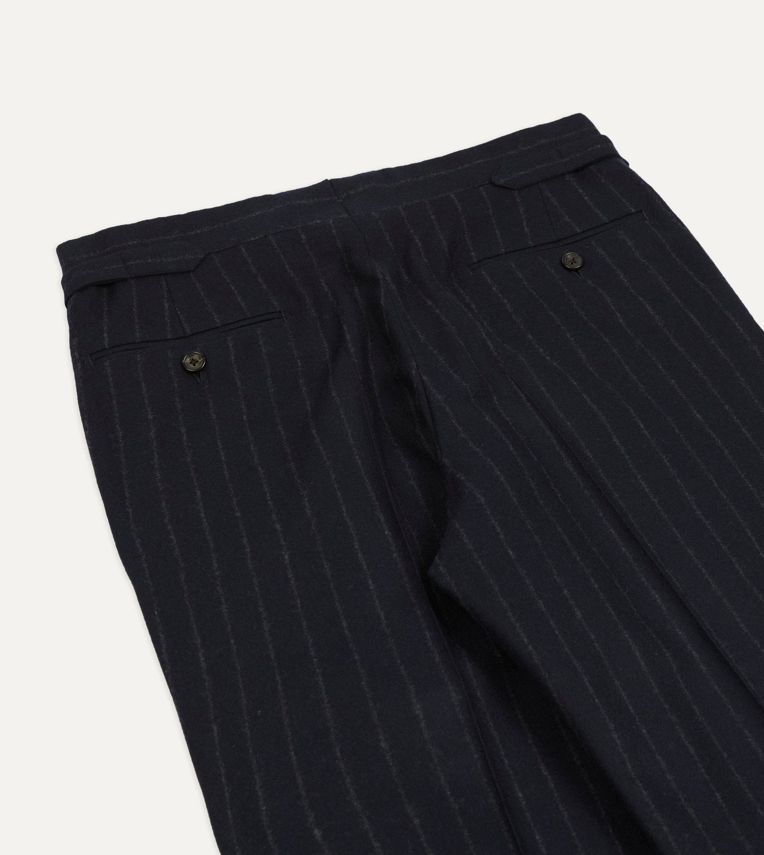 Navy Chalkstripe Wool Flannel Single-Pleat Trouser