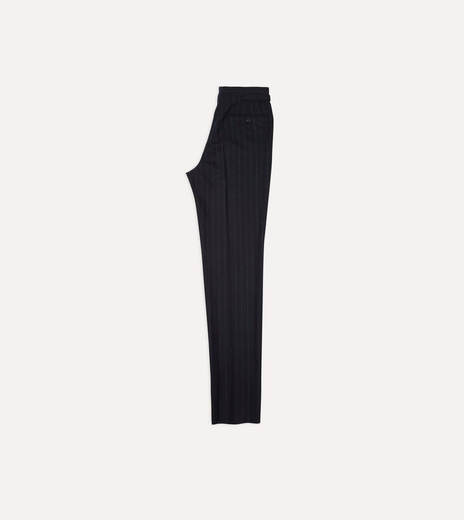 Navy Chalkstripe Wool Flannel Single-Pleat Trouser