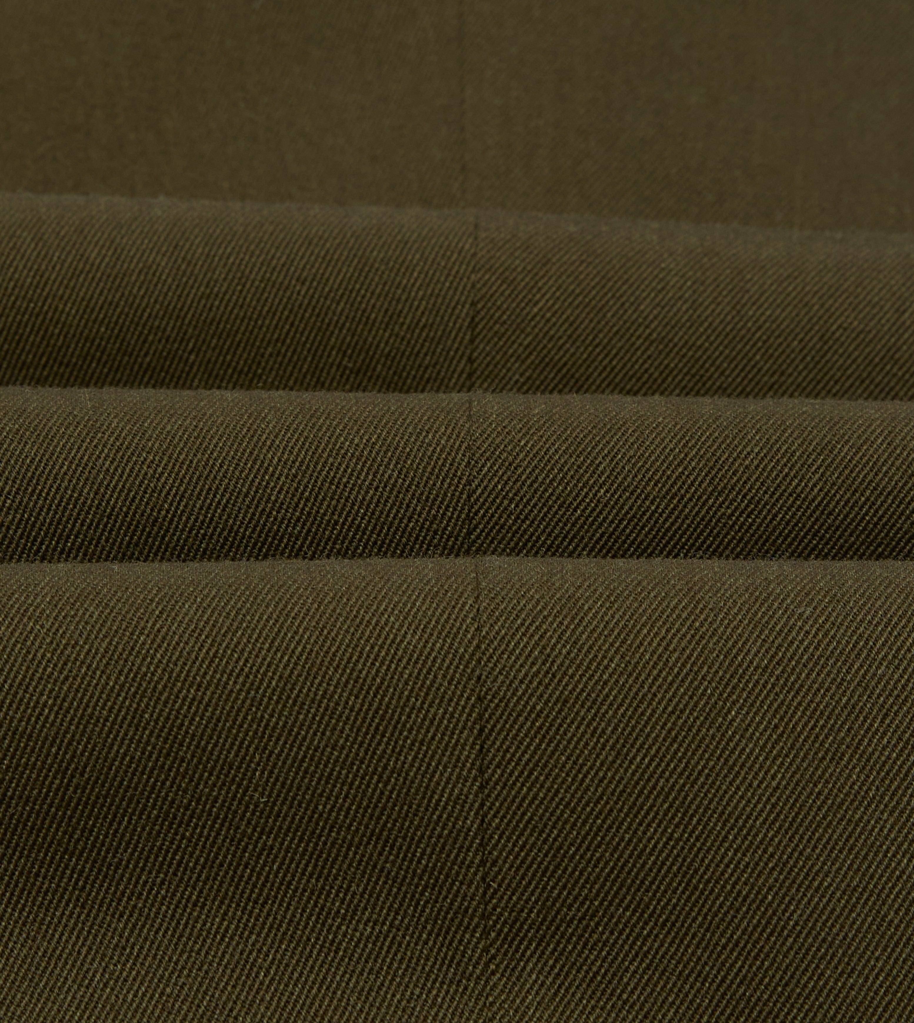 Olive Wool-Cotton Single Pleat Trouser