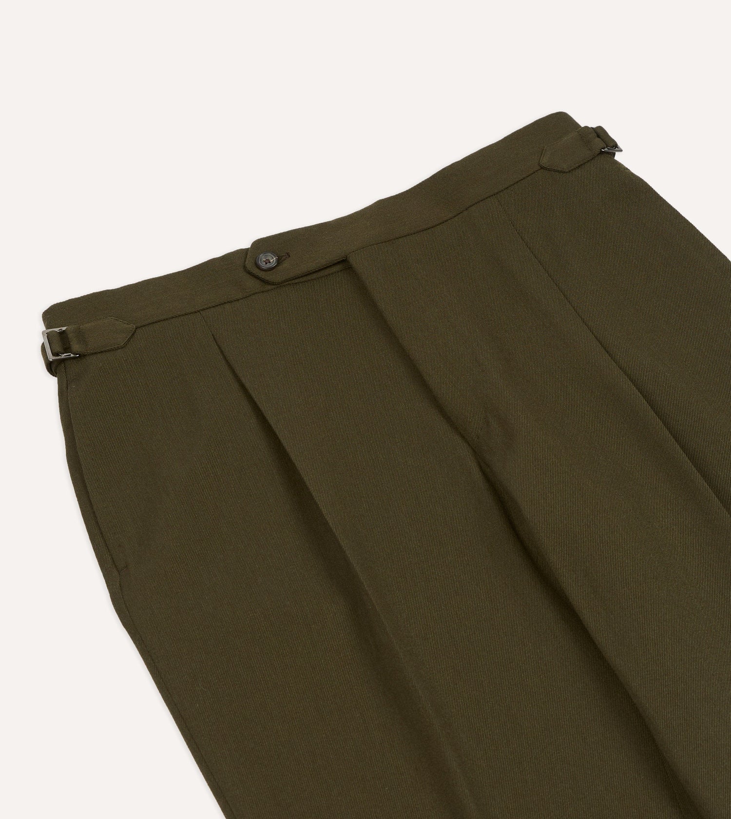 Olive Wool-Cotton Single Pleat Trouser