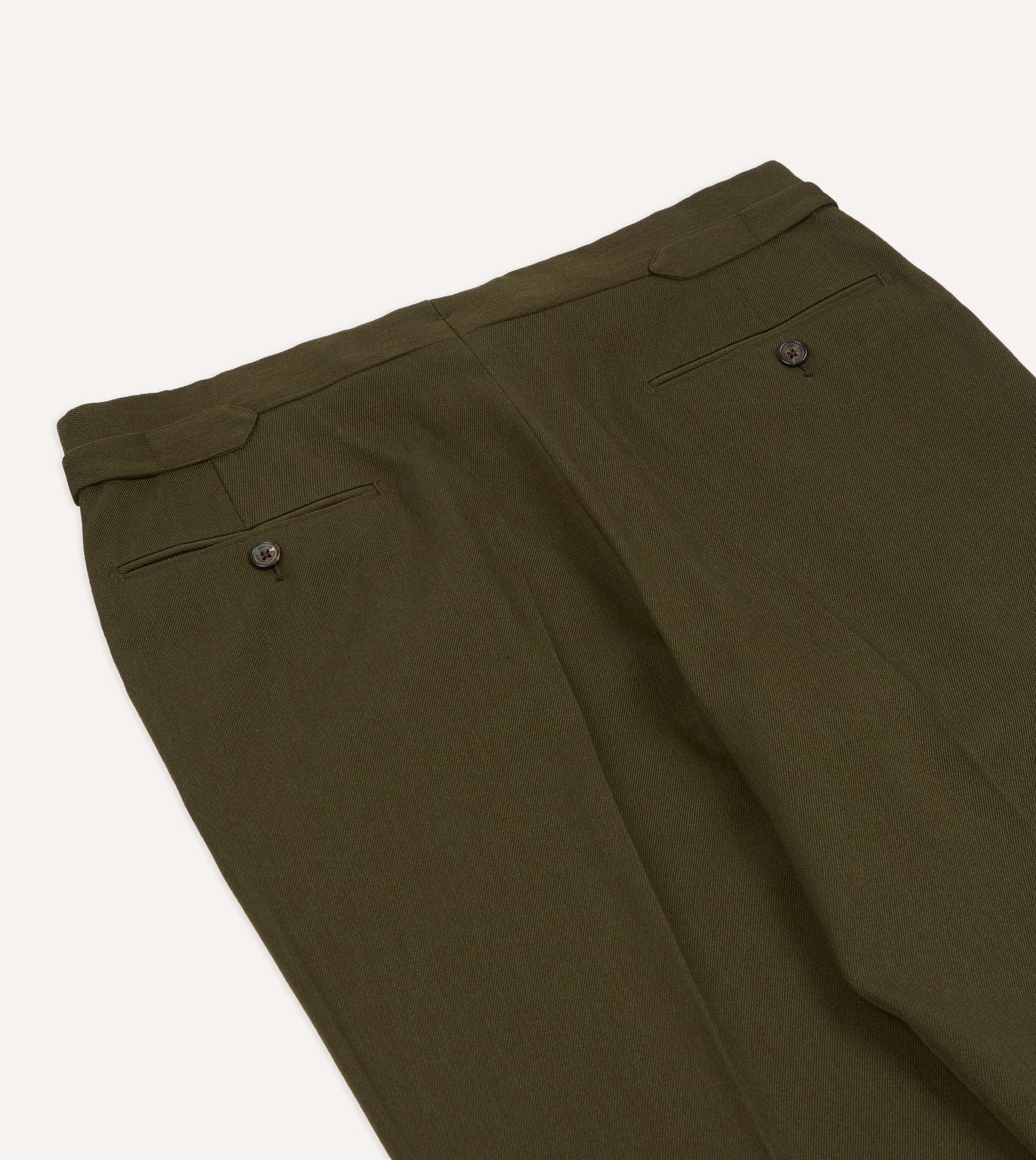 Olive Wool-Cotton Single Pleat Trouser