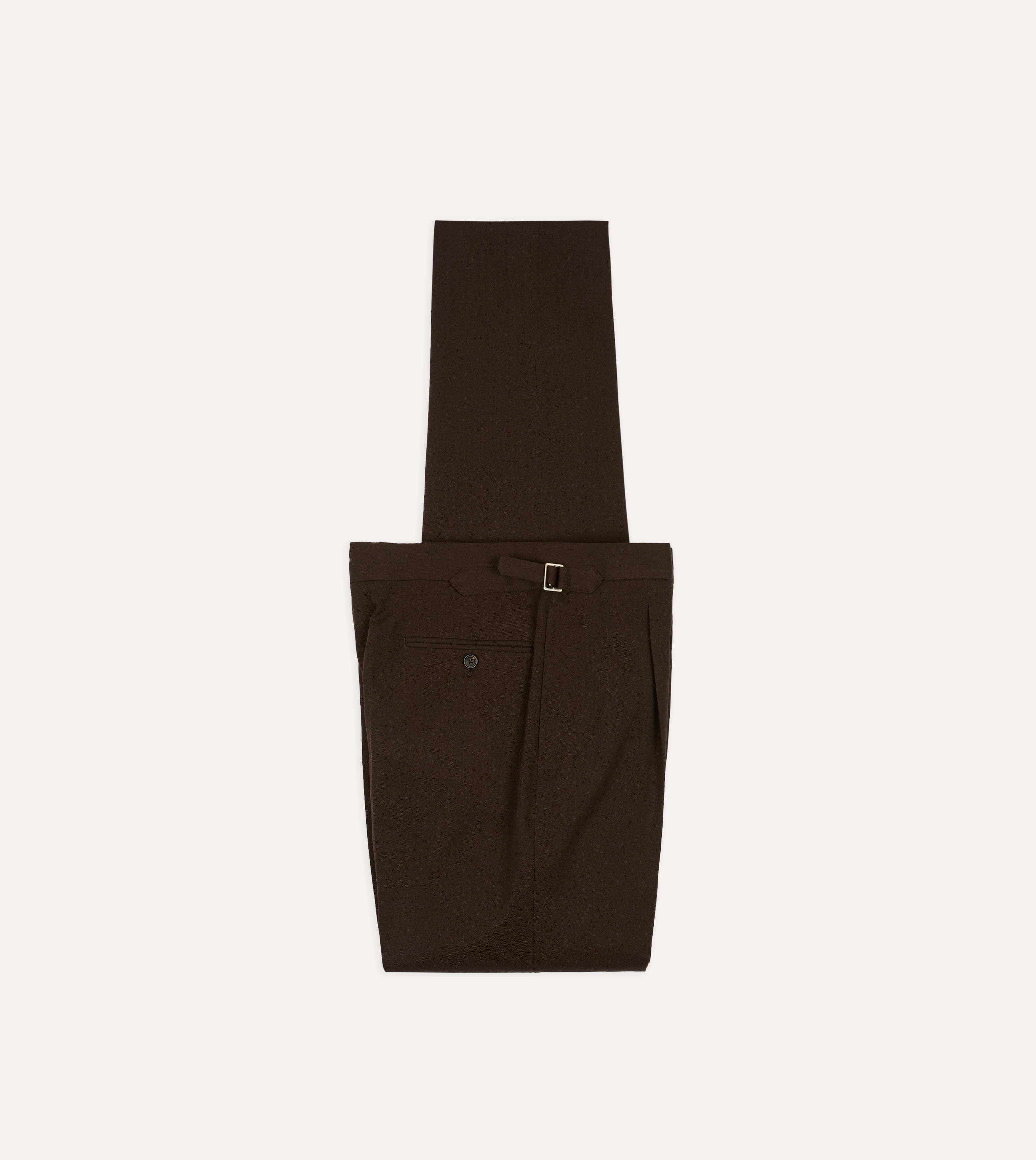 Brown Wool-Cotton Single Pleat Trouser
