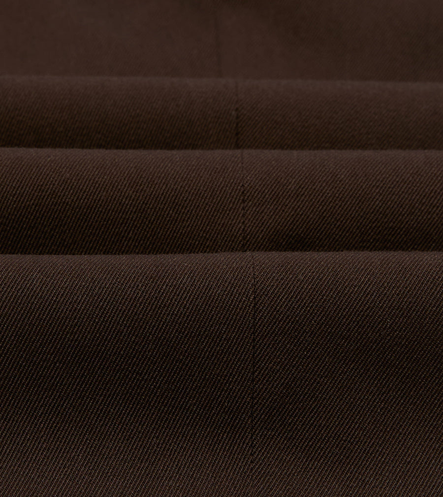 Brown Wool-Cotton Single Pleat Trouser