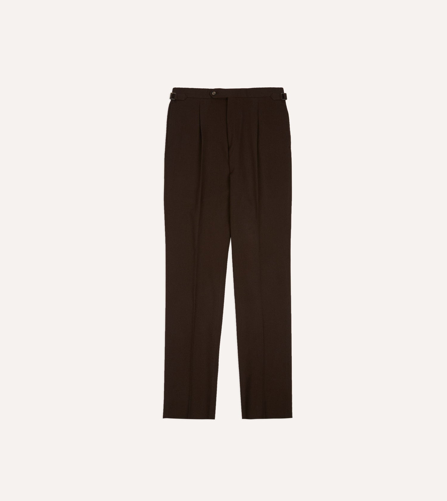 Brown Wool-Cotton Single Pleat Trouser