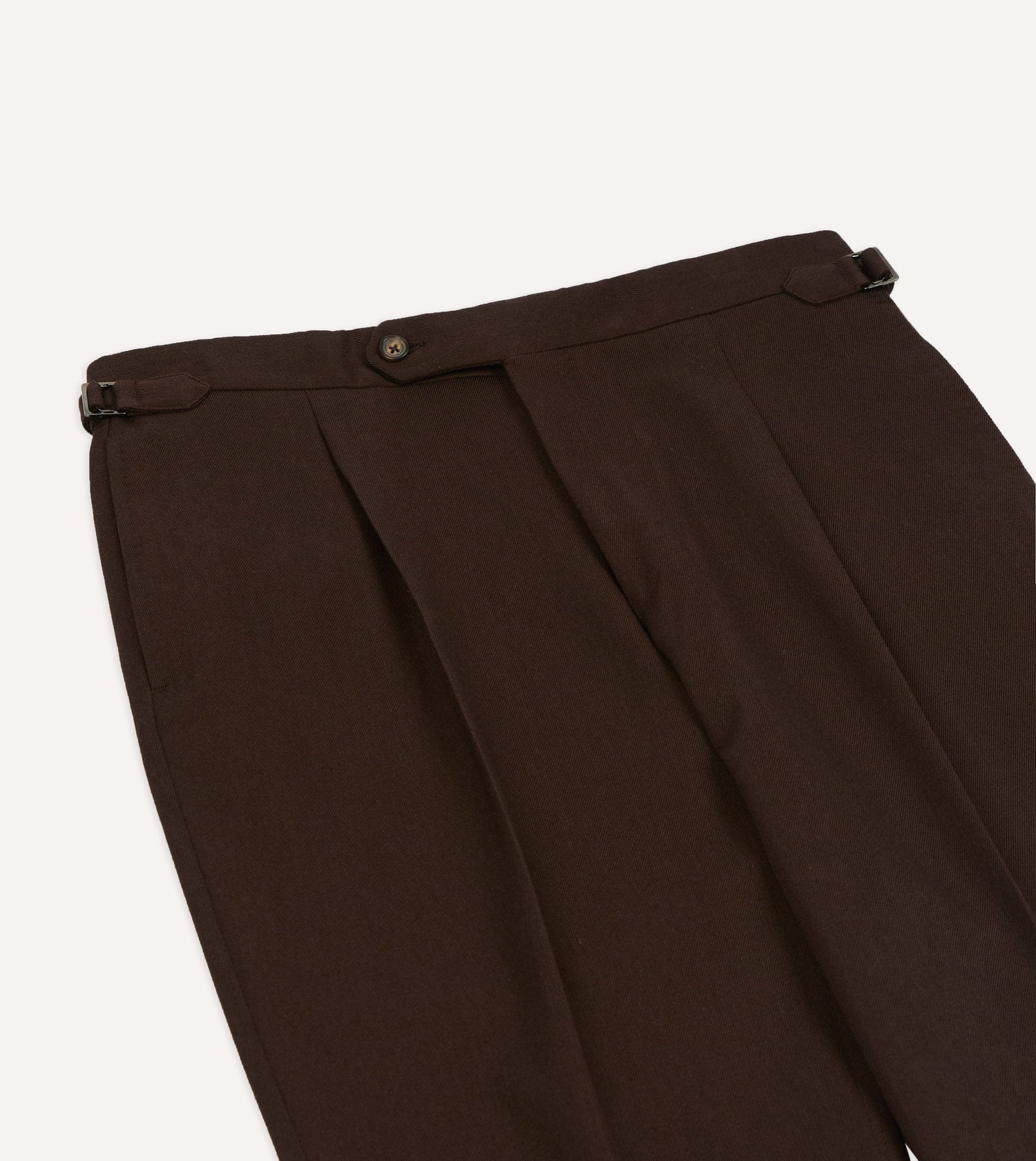 Brown Wool-Cotton Single Pleat Trouser