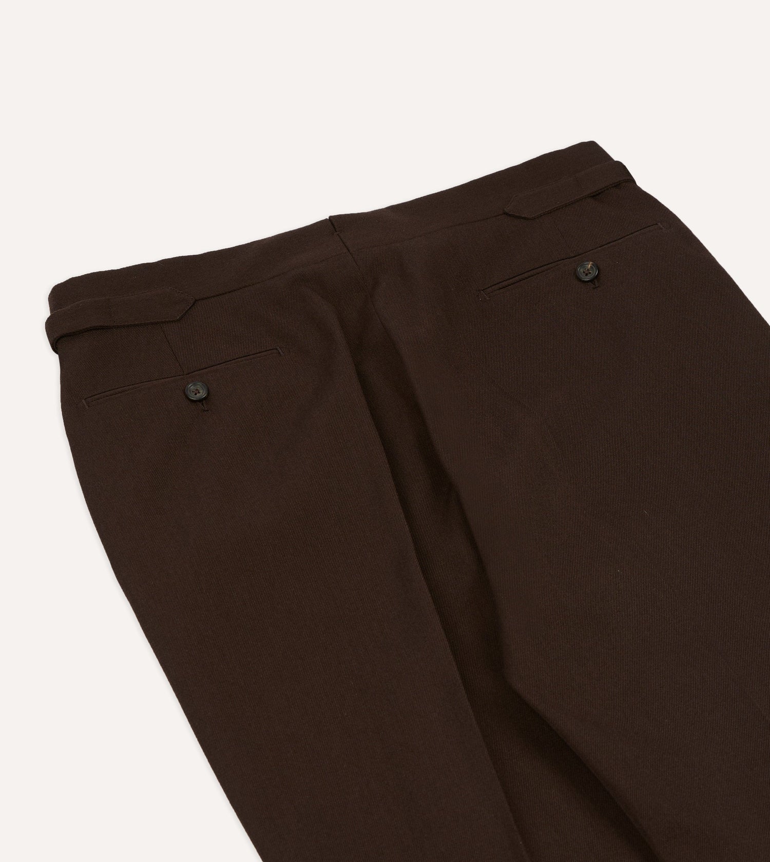 Brown Wool-Cotton Single Pleat Trouser