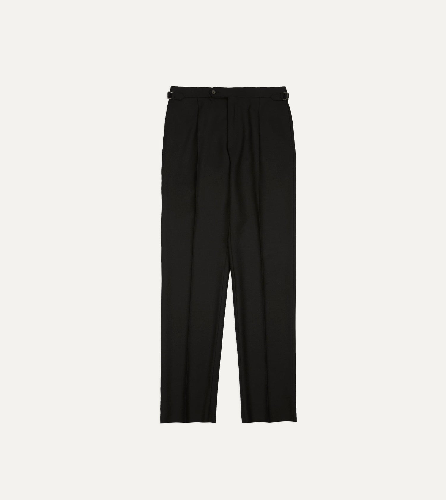 Black Fresco® Wool Single-Pleat Trouser