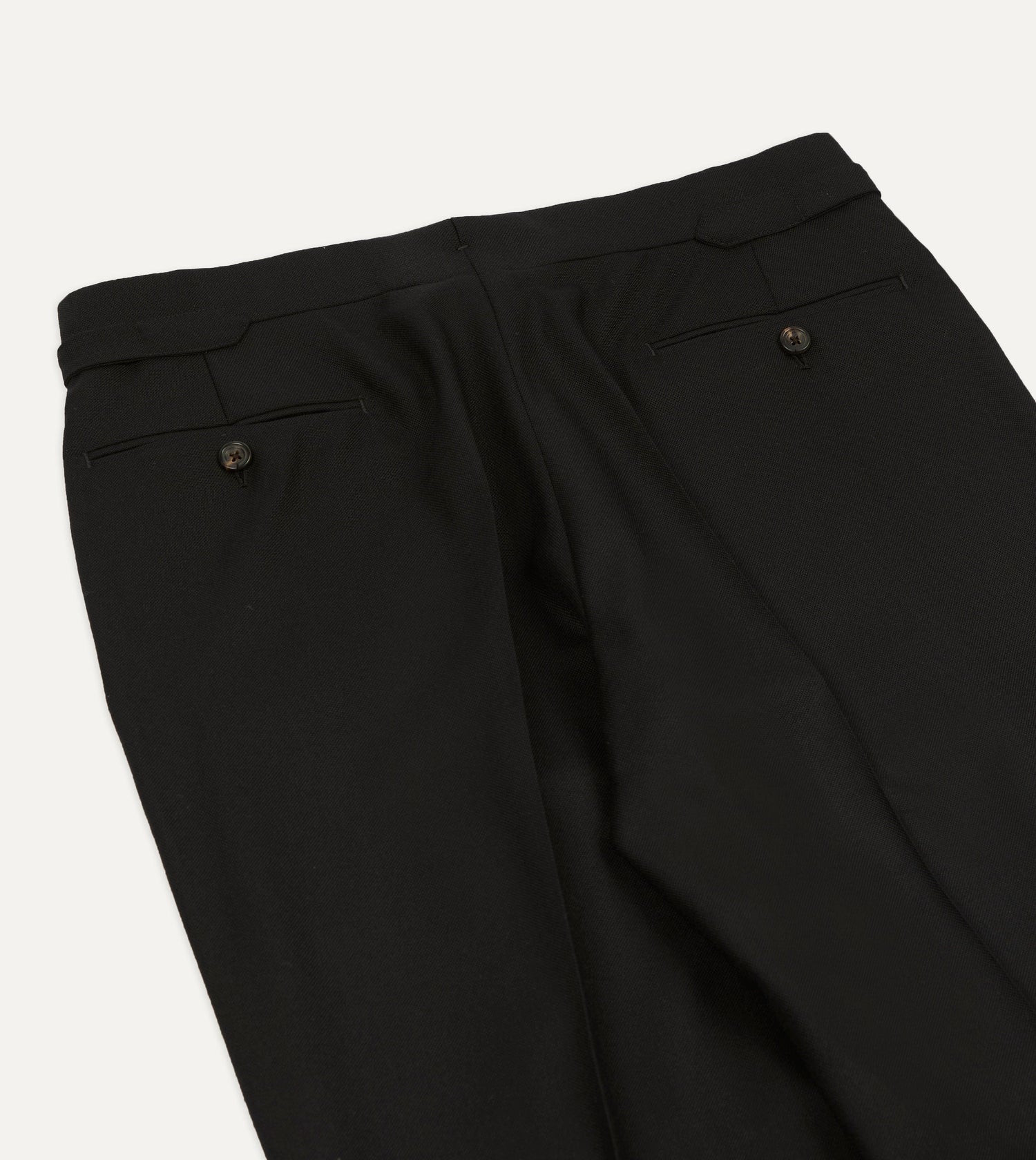 Black Fresco® Wool Single-Pleat Trouser
