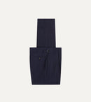 Navy Pinstripe Wool-Linen Single-Pleat Trouser