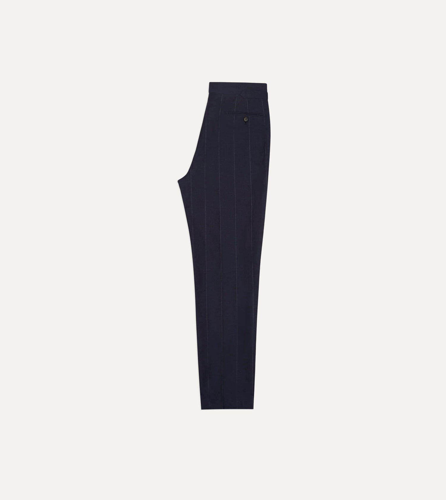 Navy Pinstripe Wool-Linen Single-Pleat Trouser