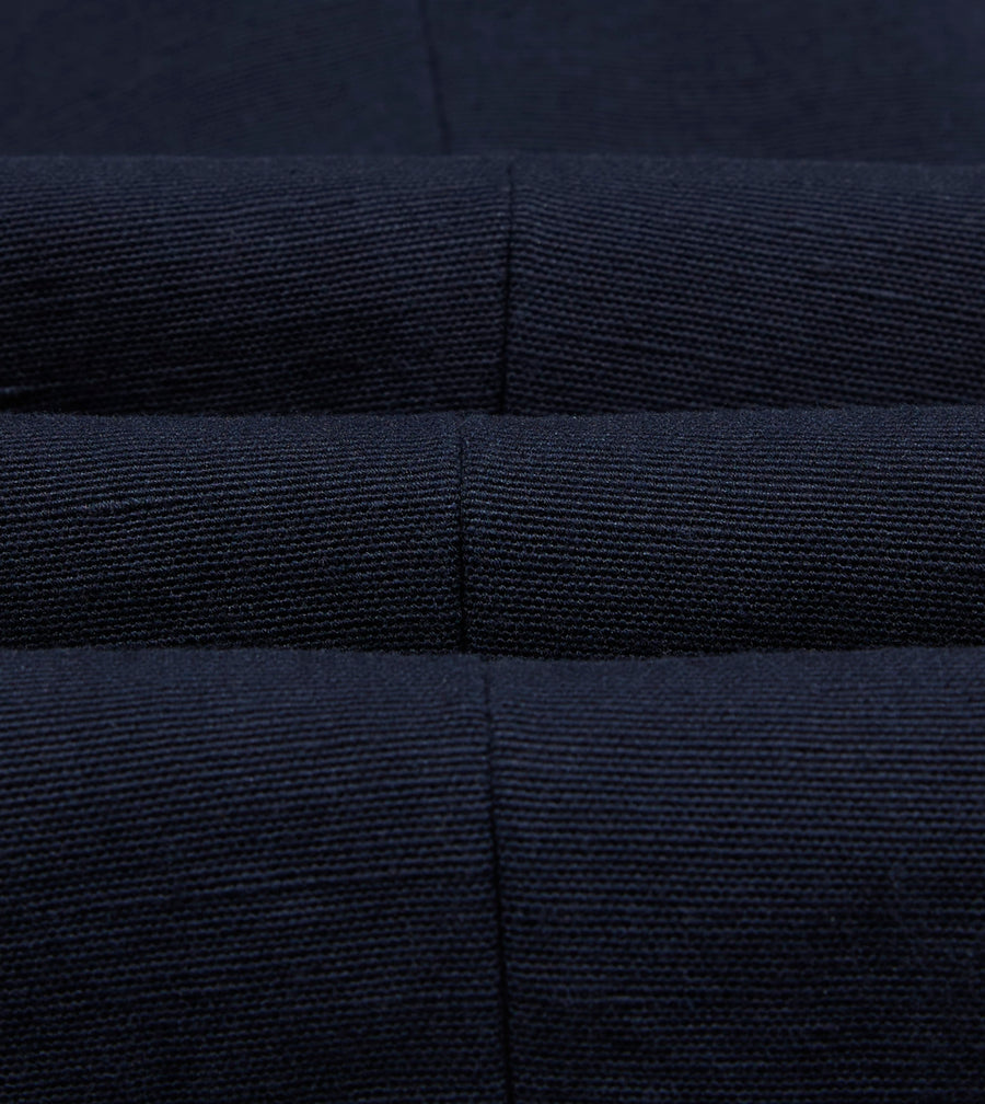 Navy Linen-Cotton Single-Pleat Trouser