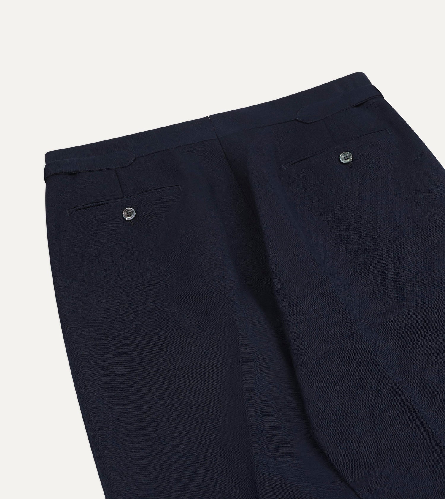 Navy Linen-Cotton Single-Pleat Trouser