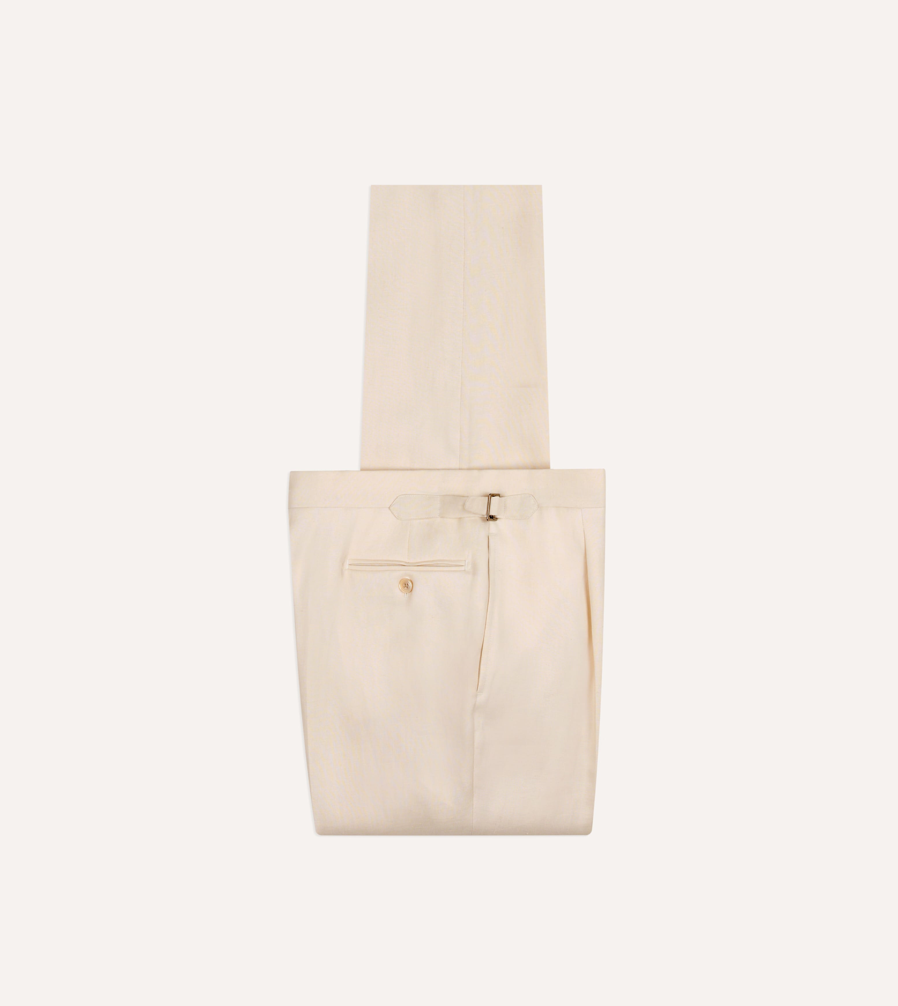 Ecru Ramie-Canapa Single-Pleat Trouser