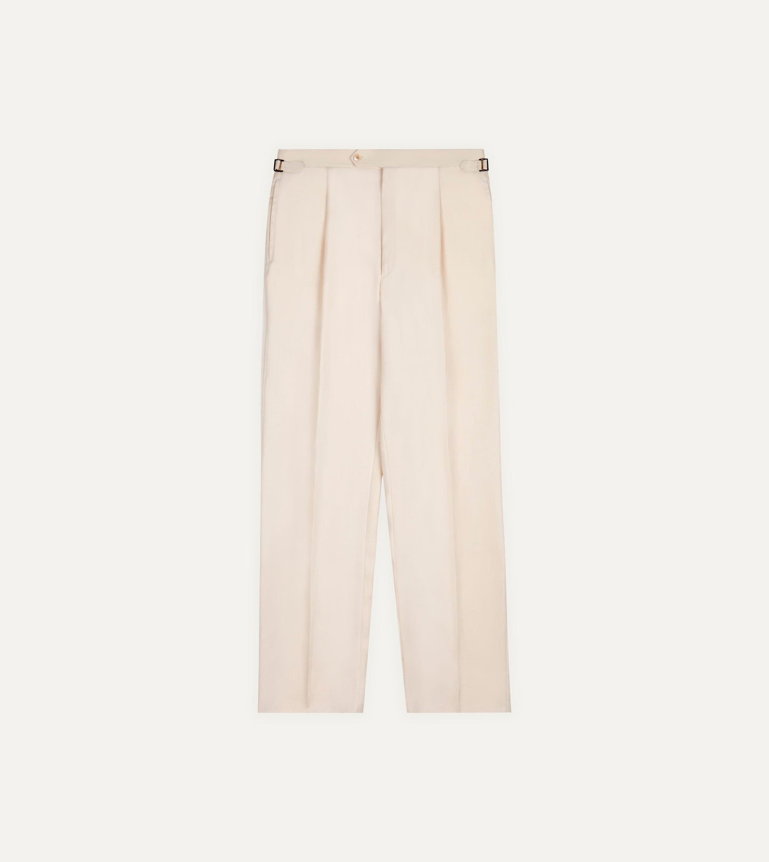 Ecru Ramie-Canapa Single-Pleat Trouser