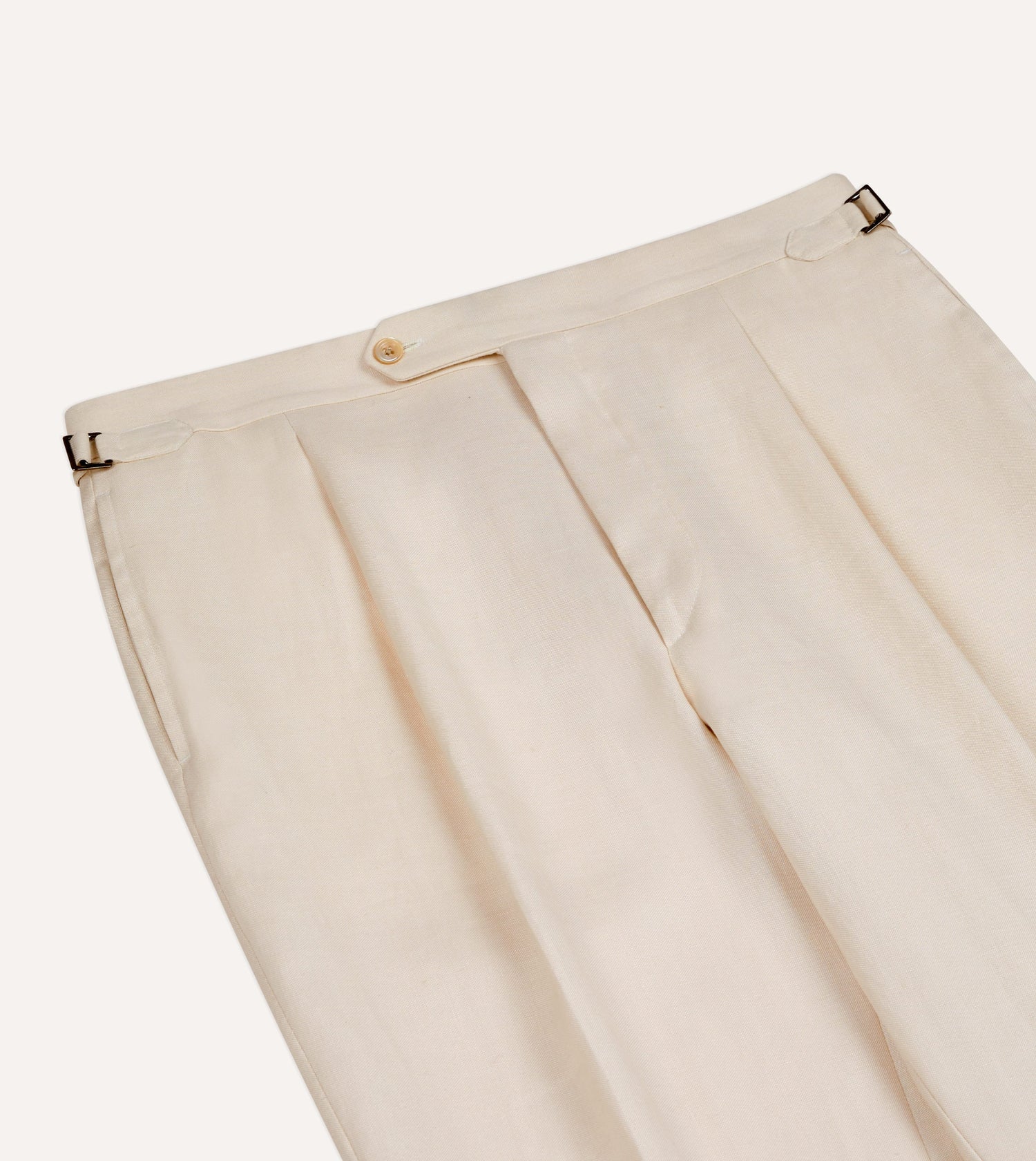 Ecru Ramie-Canapa Single-Pleat Trouser