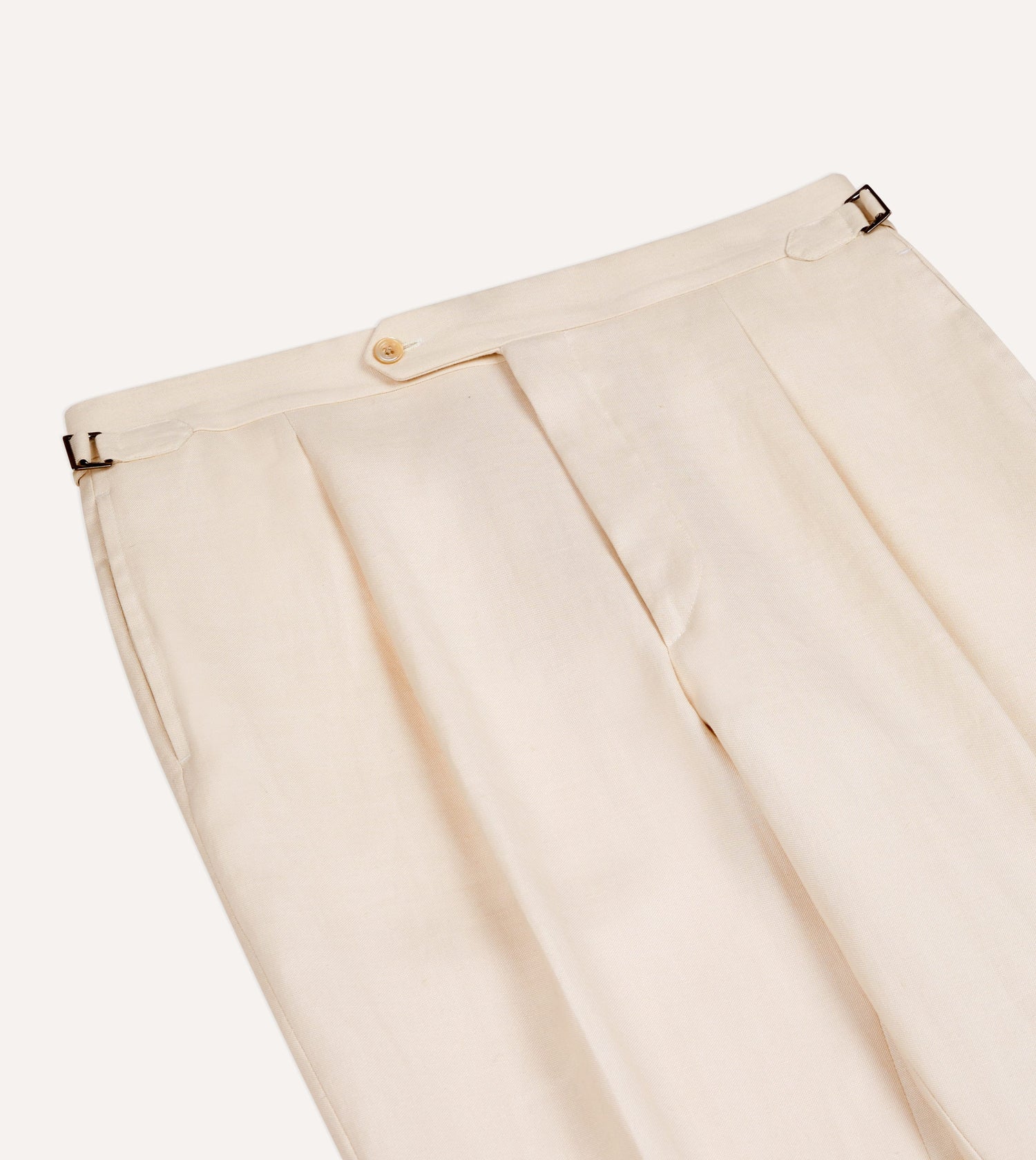 Ecru Ramie-Canapa Single-Pleat Trouser