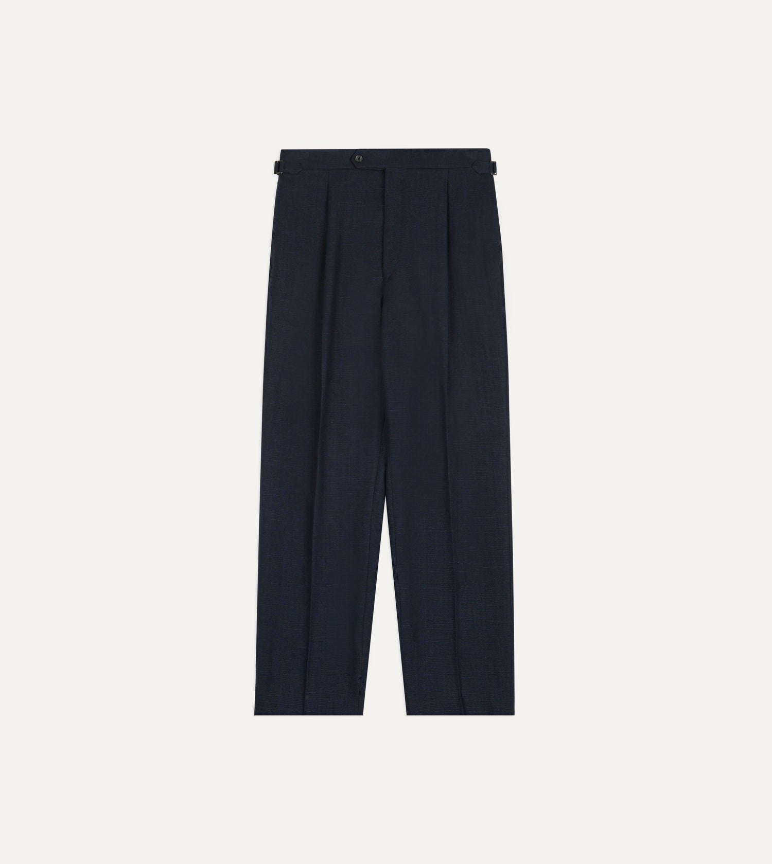 Navy Linen Single Pleat Trouser