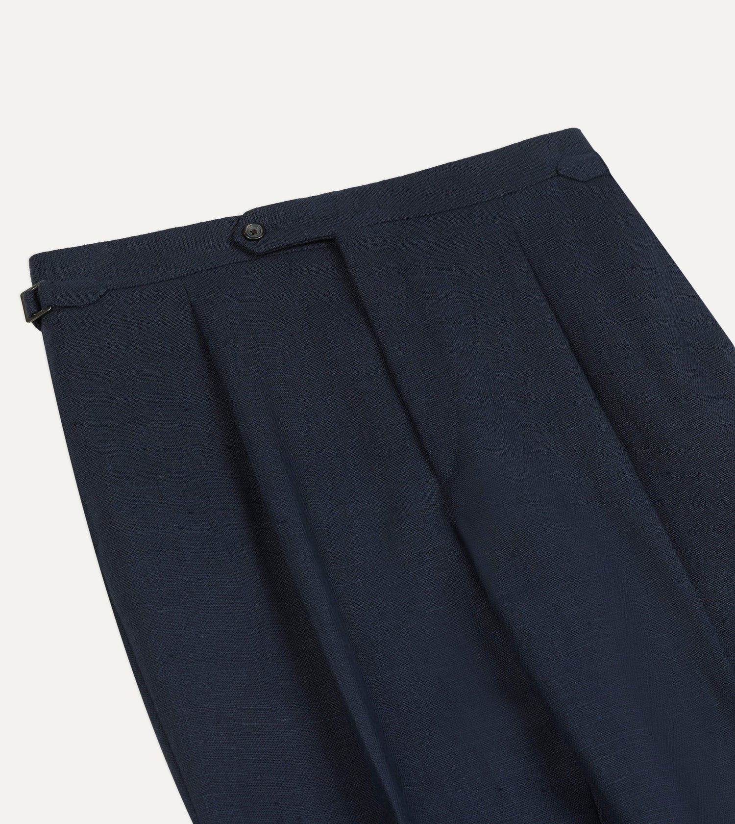 Navy Linen Single Pleat Trouser