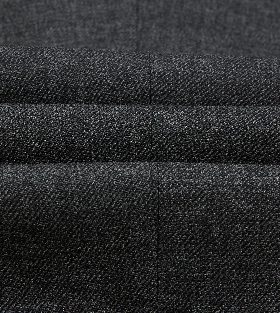 Grey Wool-Cotton Twill Single Pleat Trouser