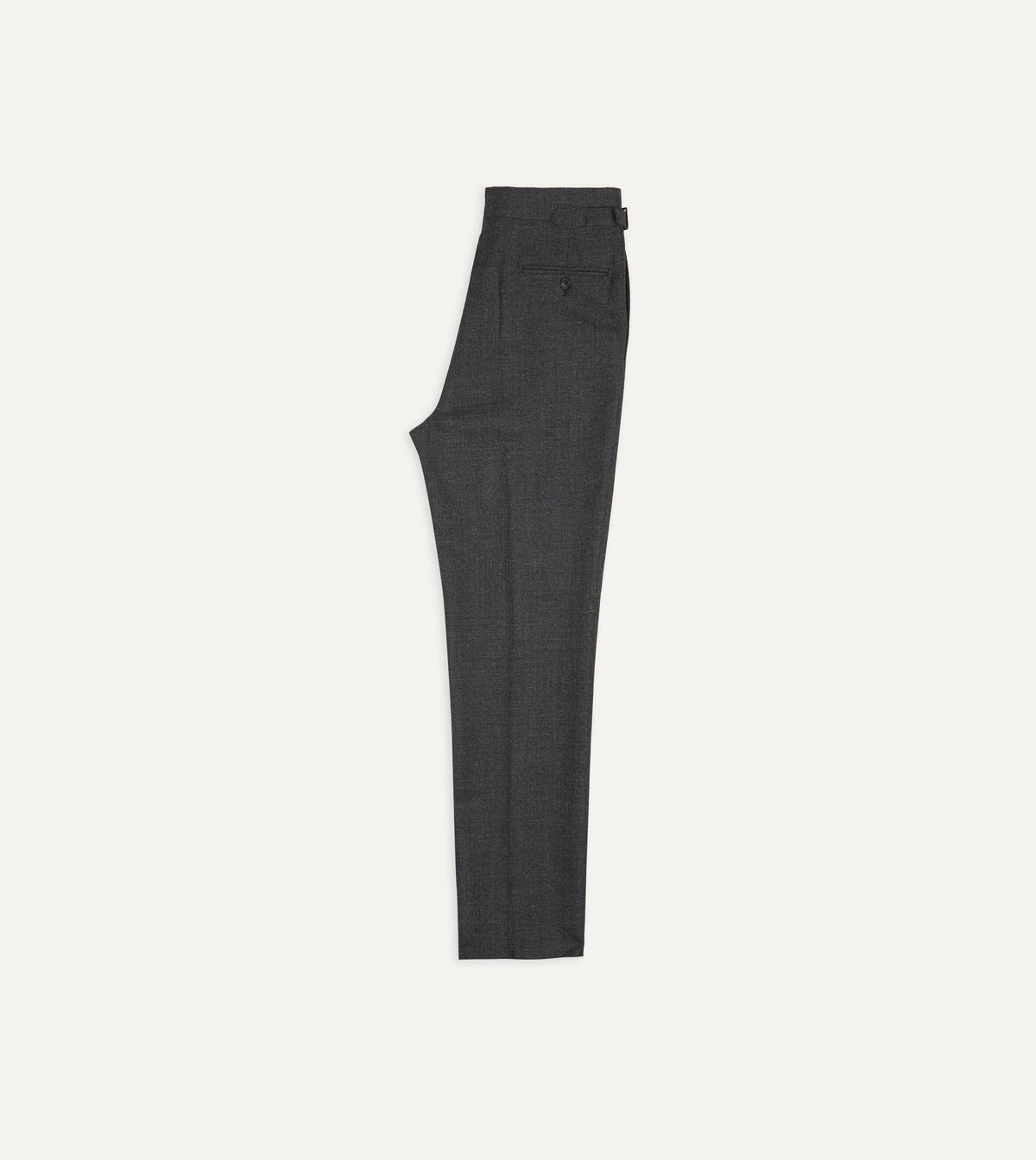 Grey Wool-Cotton Twill Single Pleat Trouser