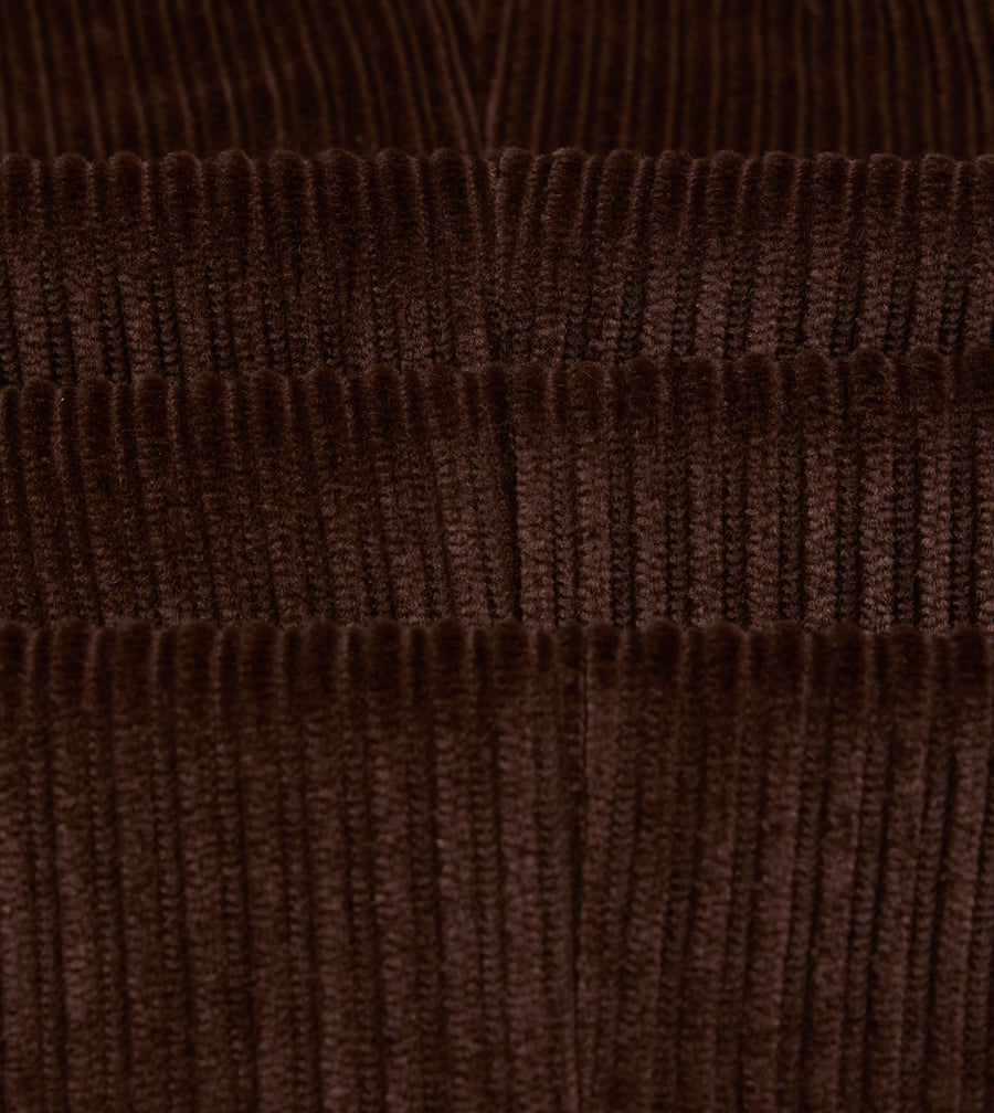 Brown Cotton Corduroy Single Pleat Trouser