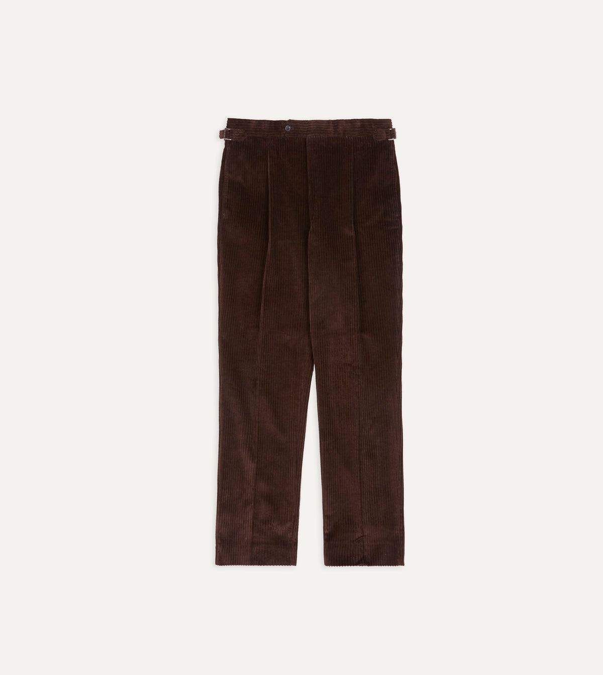 Brown Cotton Corduroy Single Pleat Trouser