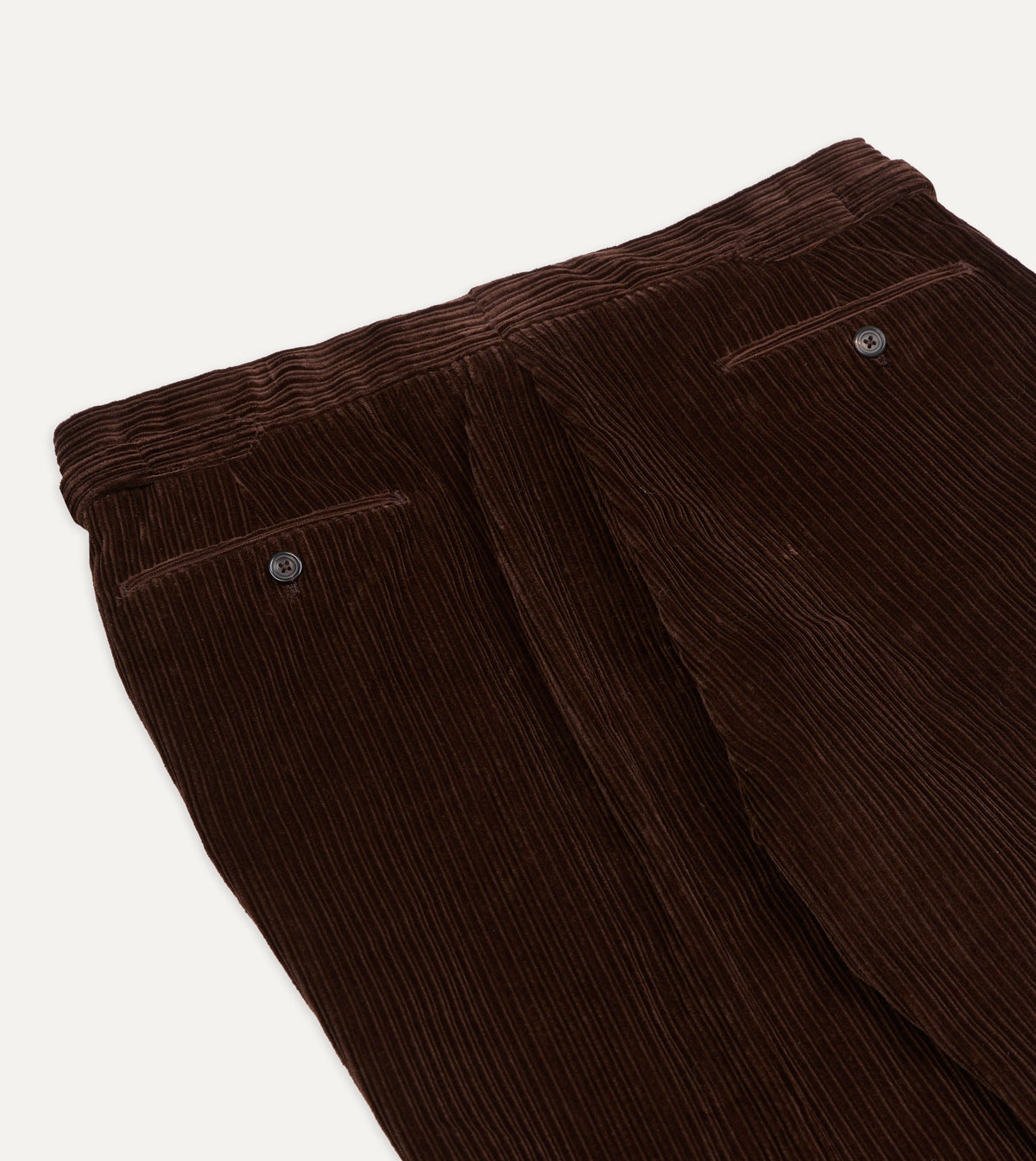 Brown Cotton Corduroy Single Pleat Trouser