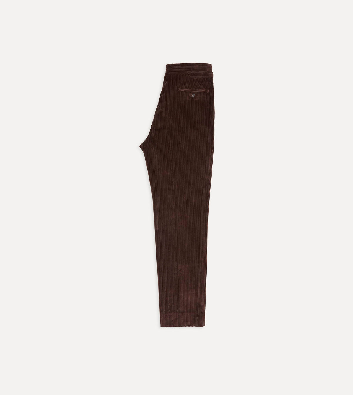 Brown Cotton Corduroy Single Pleat Trouser