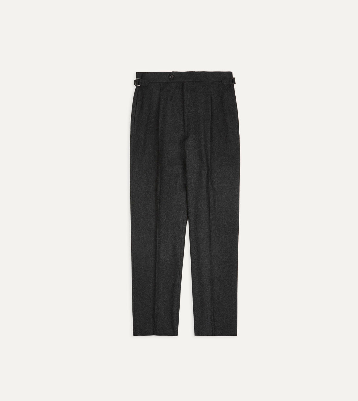Charcoal Wool Flannel Single Pleat Trouser