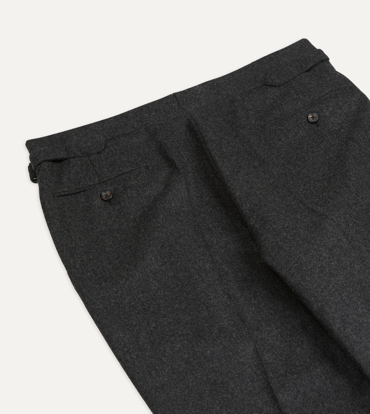 Charcoal Wool Flannel Single Pleat Trouser