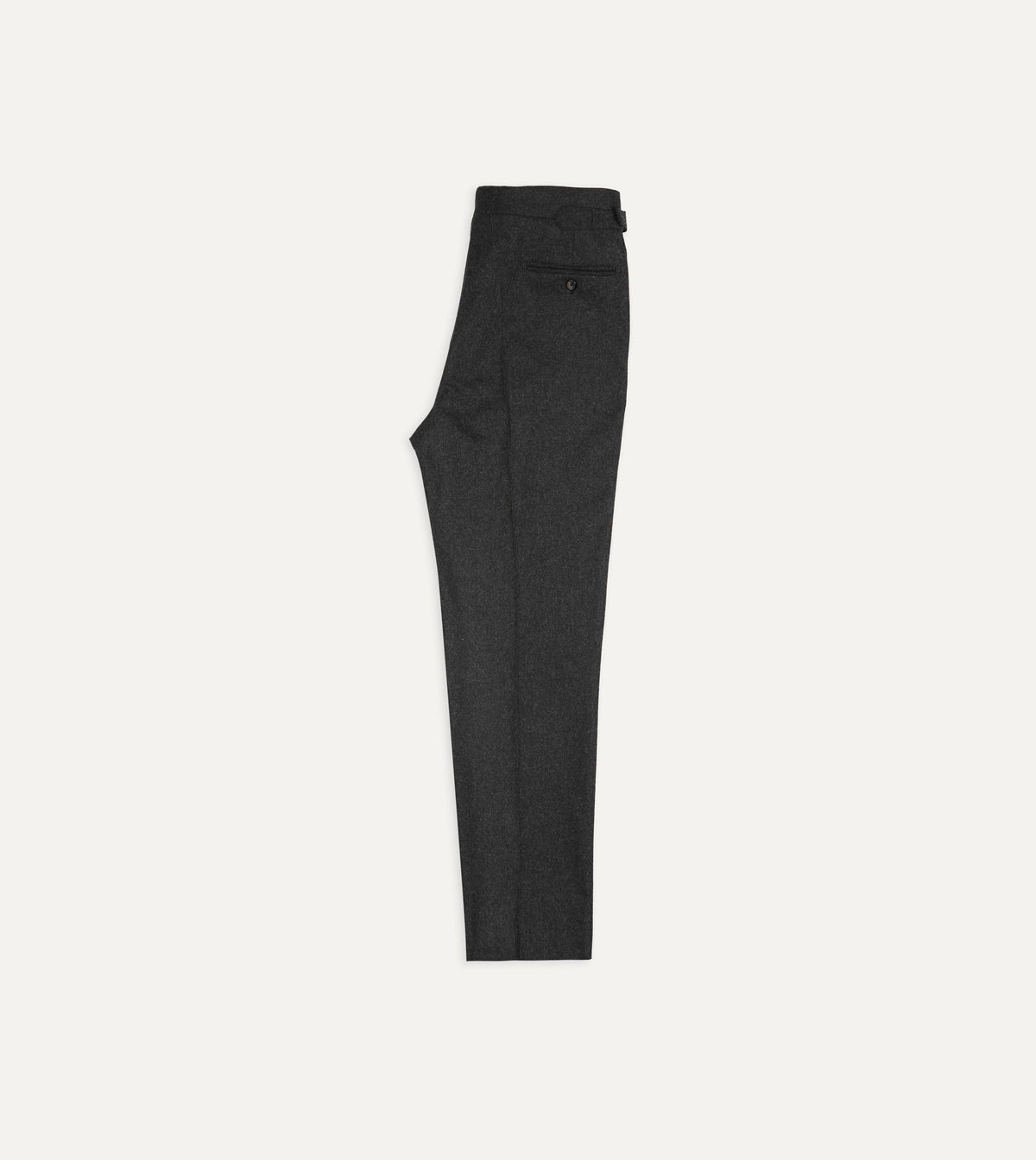 Charcoal Wool Flannel Single Pleat Trouser