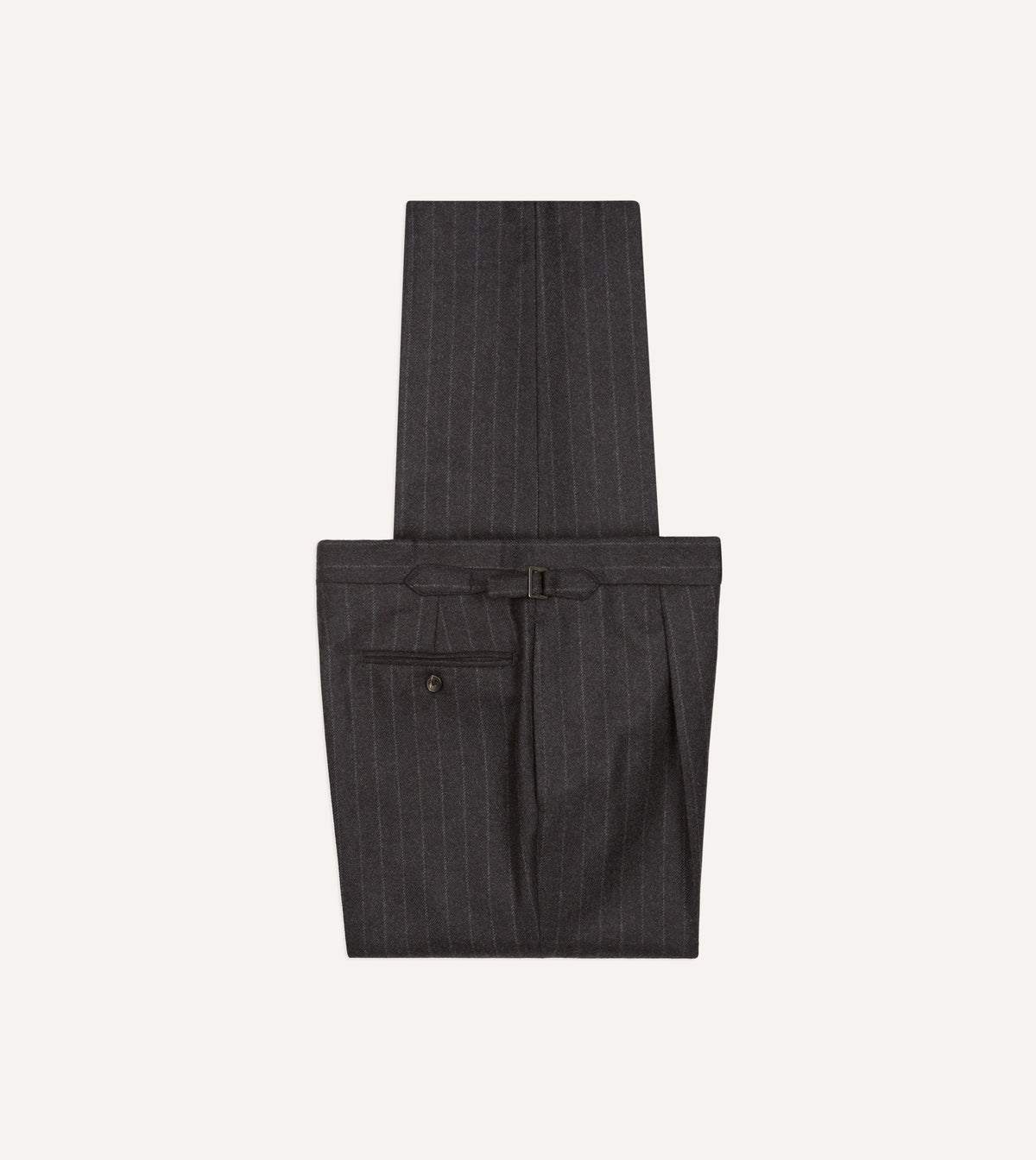 Charcoal Pinstripe Wool Flannel Single Pleat Trouser