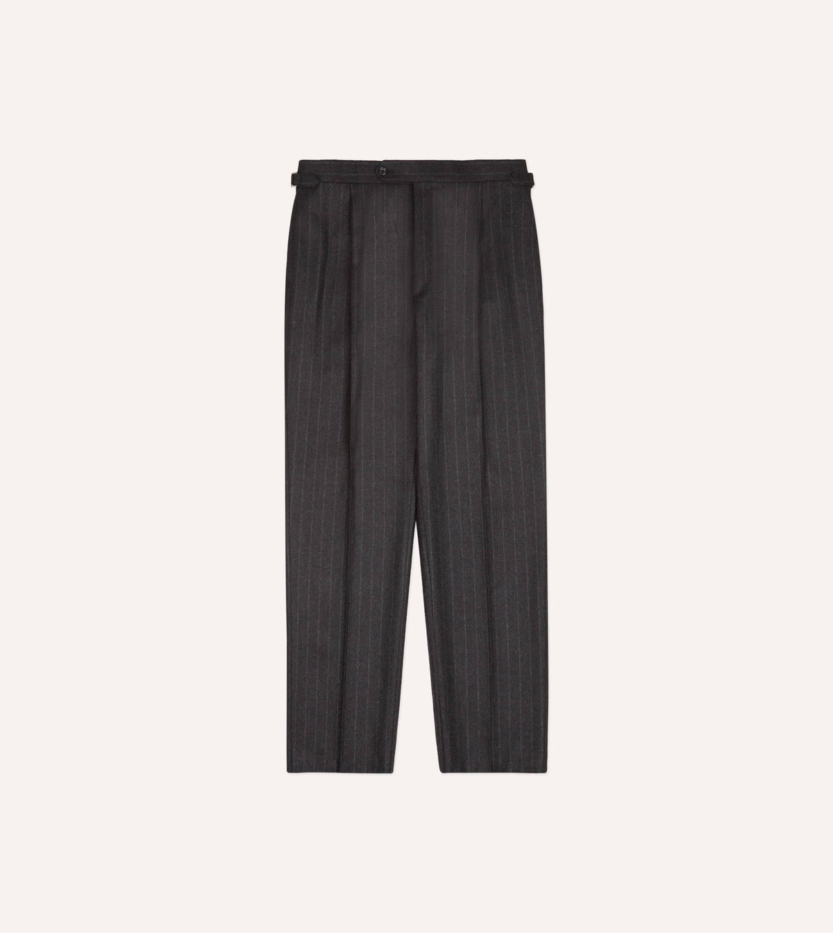 Charcoal Pinstripe Wool Flannel Single Pleat Trouser