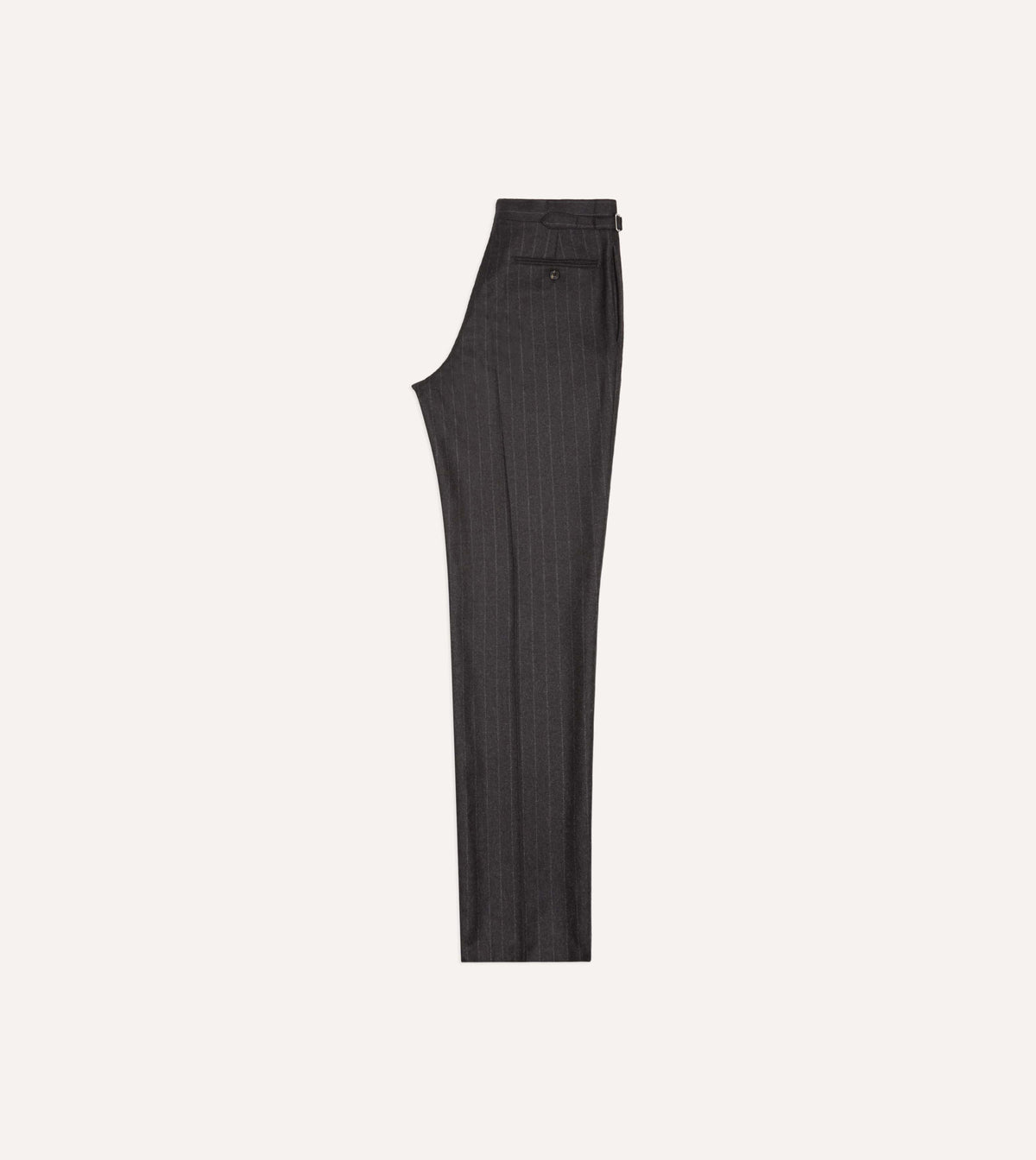 Charcoal Pinstripe Wool Flannel Single Pleat Trouser