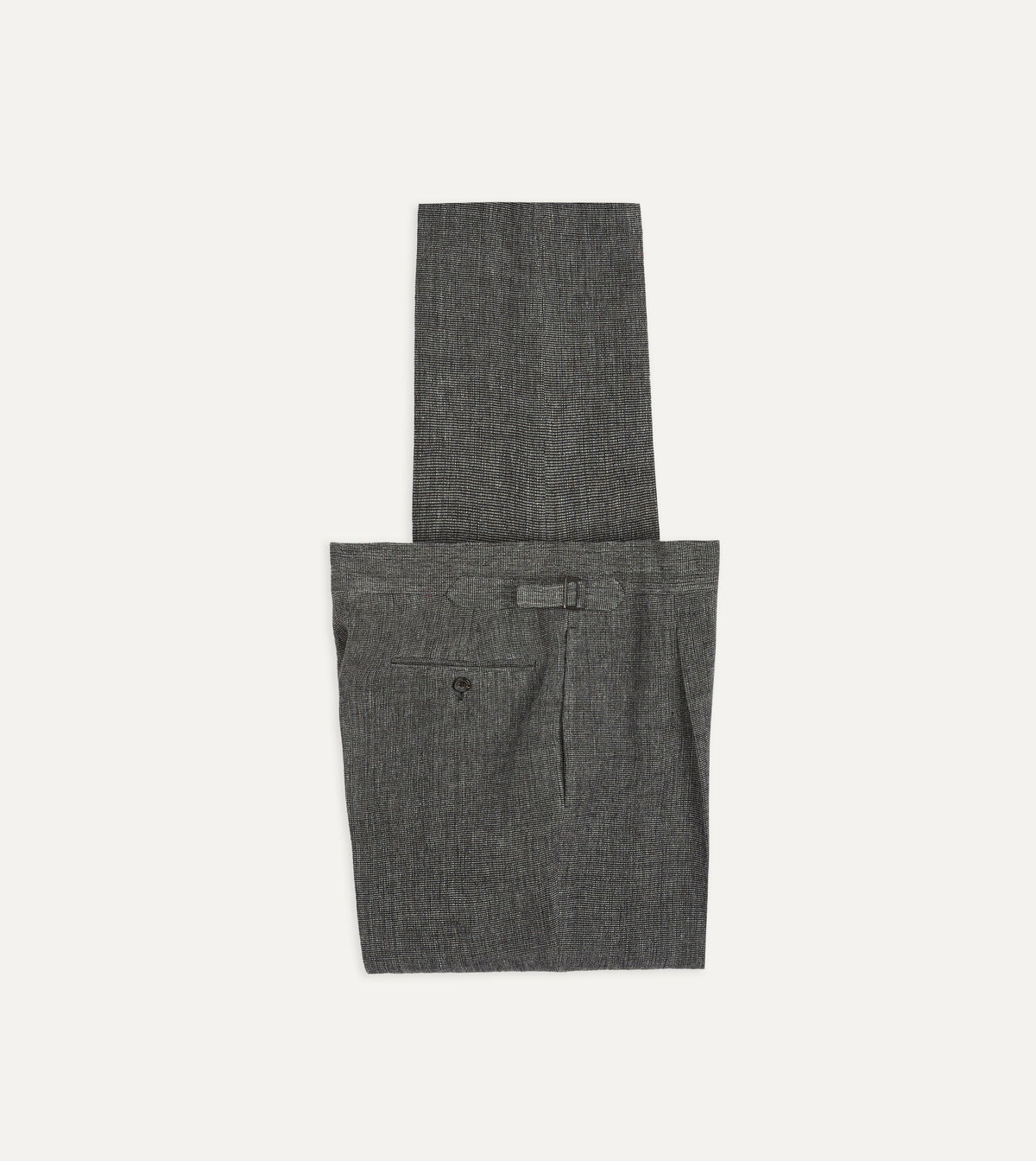 Grey Nailhead Linen-Wool Single Pleat Trouser
