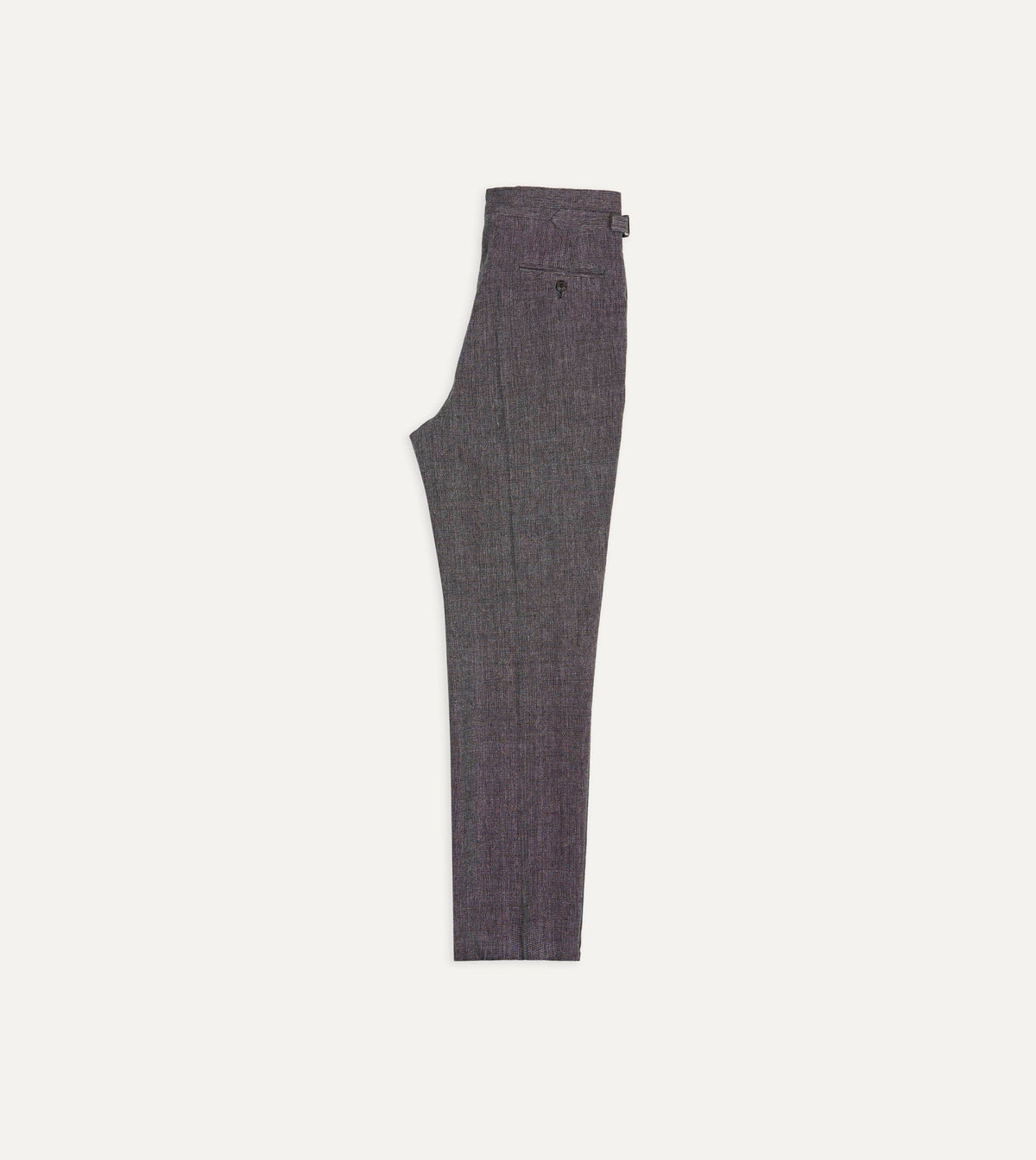 Grey Nailhead Linen-Wool Single Pleat Trouser