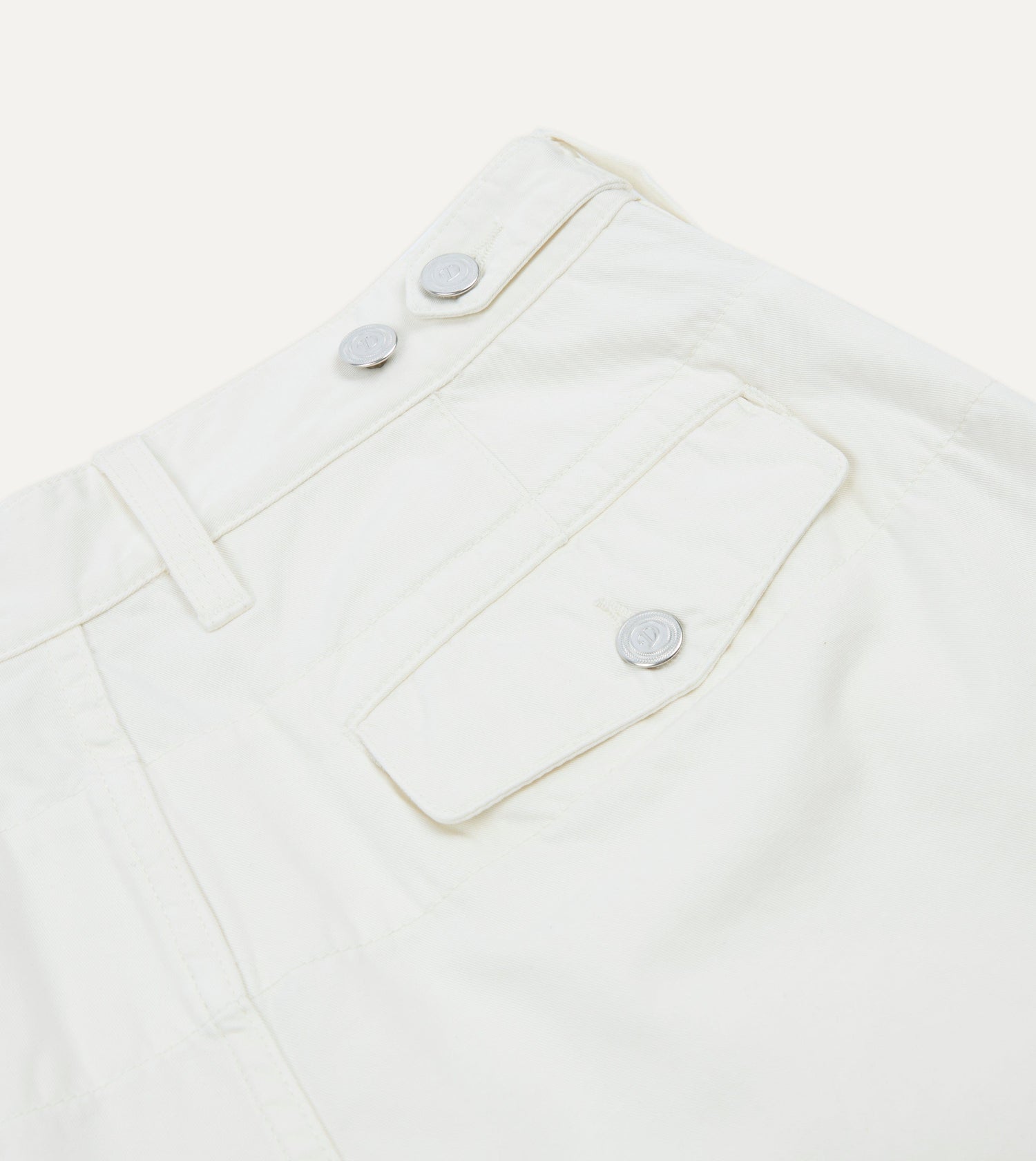 Washed Ecru Cotton Twill Single-Pleat Shorts