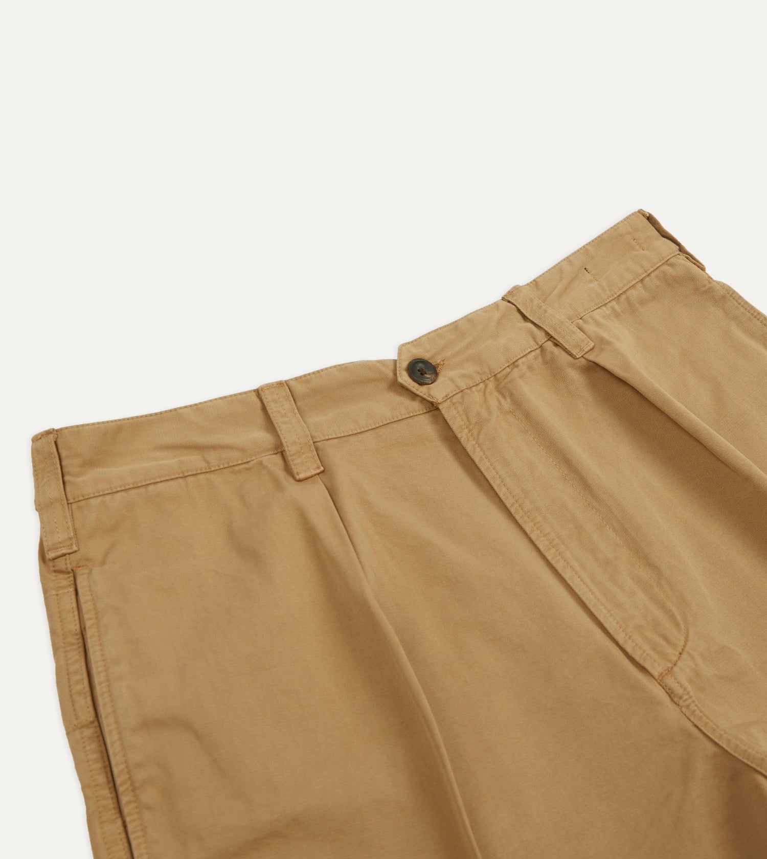 Sand Cotton Twill Single-Pleat Shorts